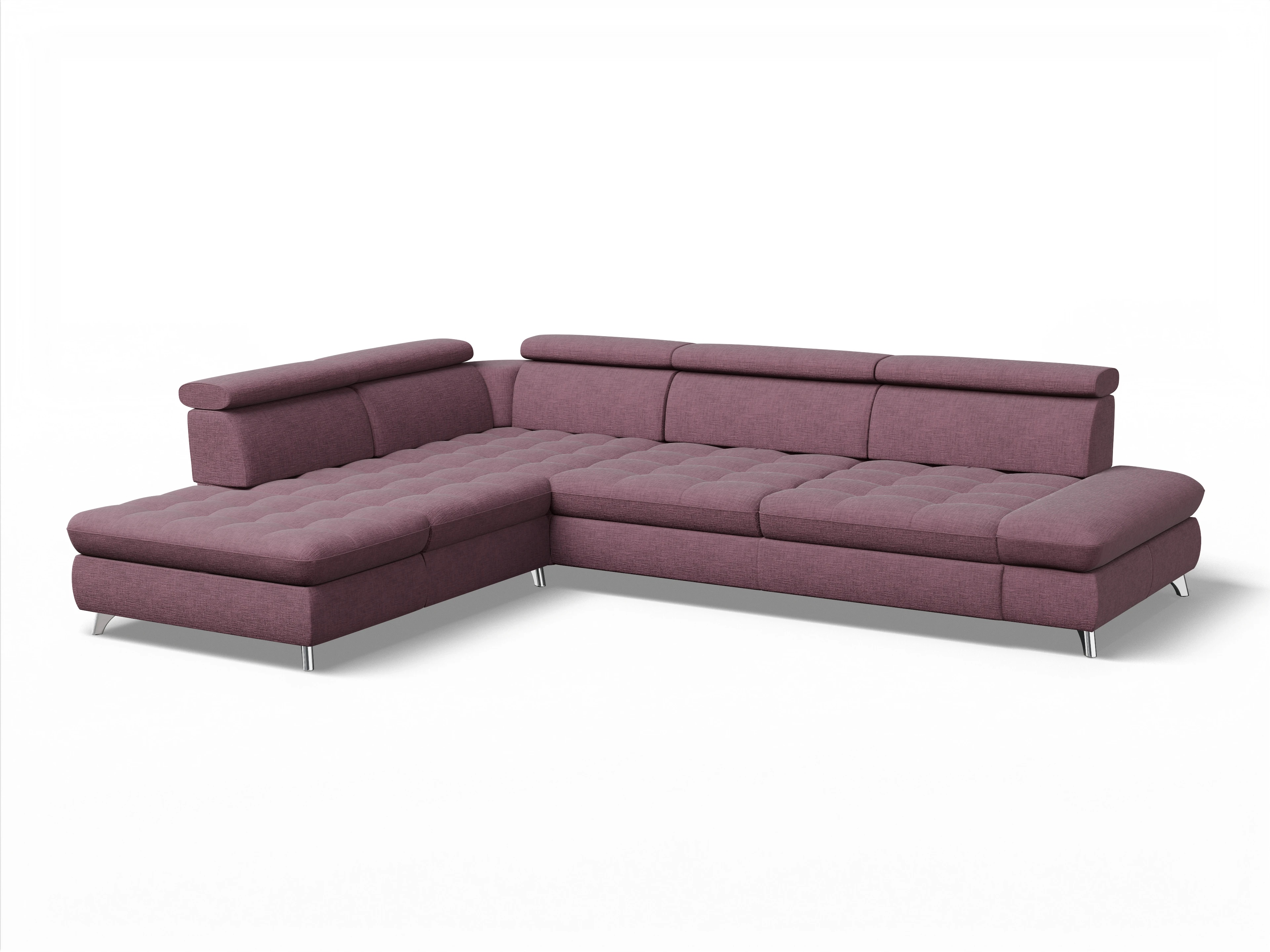 Ansicht des Produktes Memphis Stoff Ecksofa links Abschluss offen in Stoff Rot