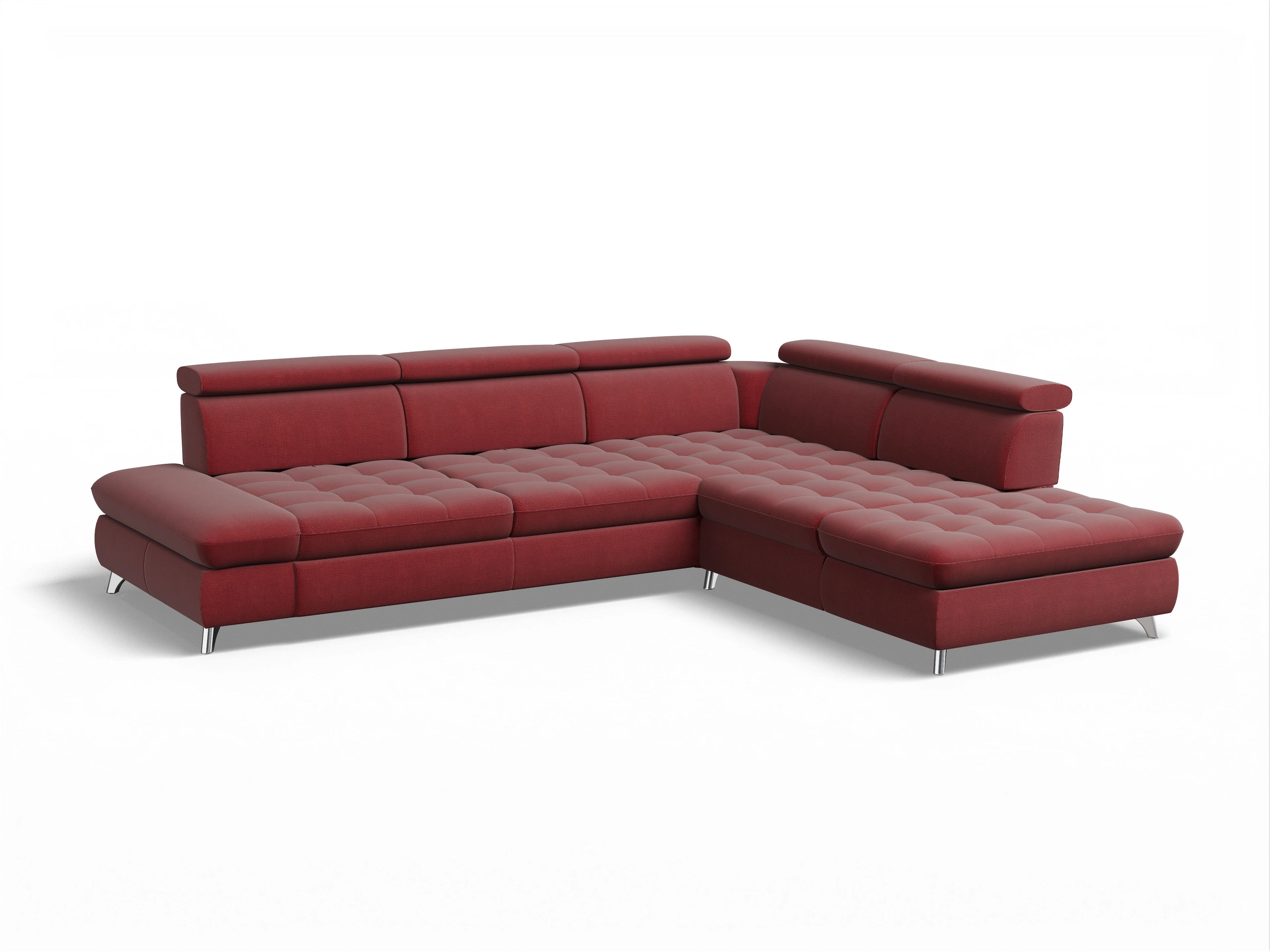 Ansicht des Produktes Memphis Stoff Ecksofa rechts Abschluss offen in Stoff Rot