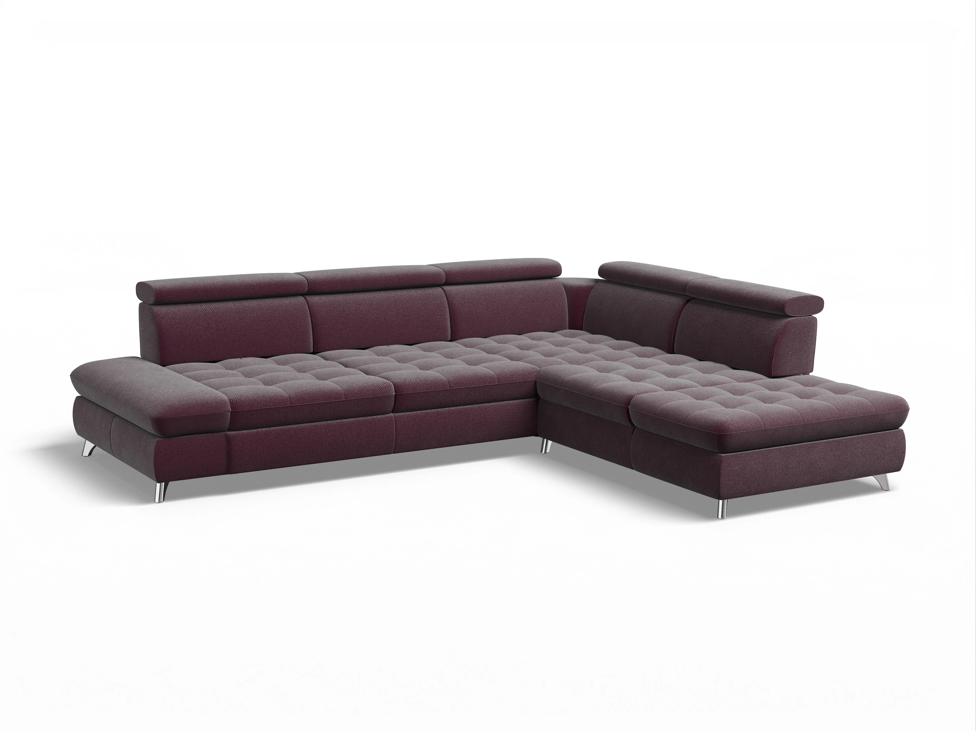 Ansicht des Produktes Memphis Stoff Ecksofa rechts Abschluss offen in Stoff Rot