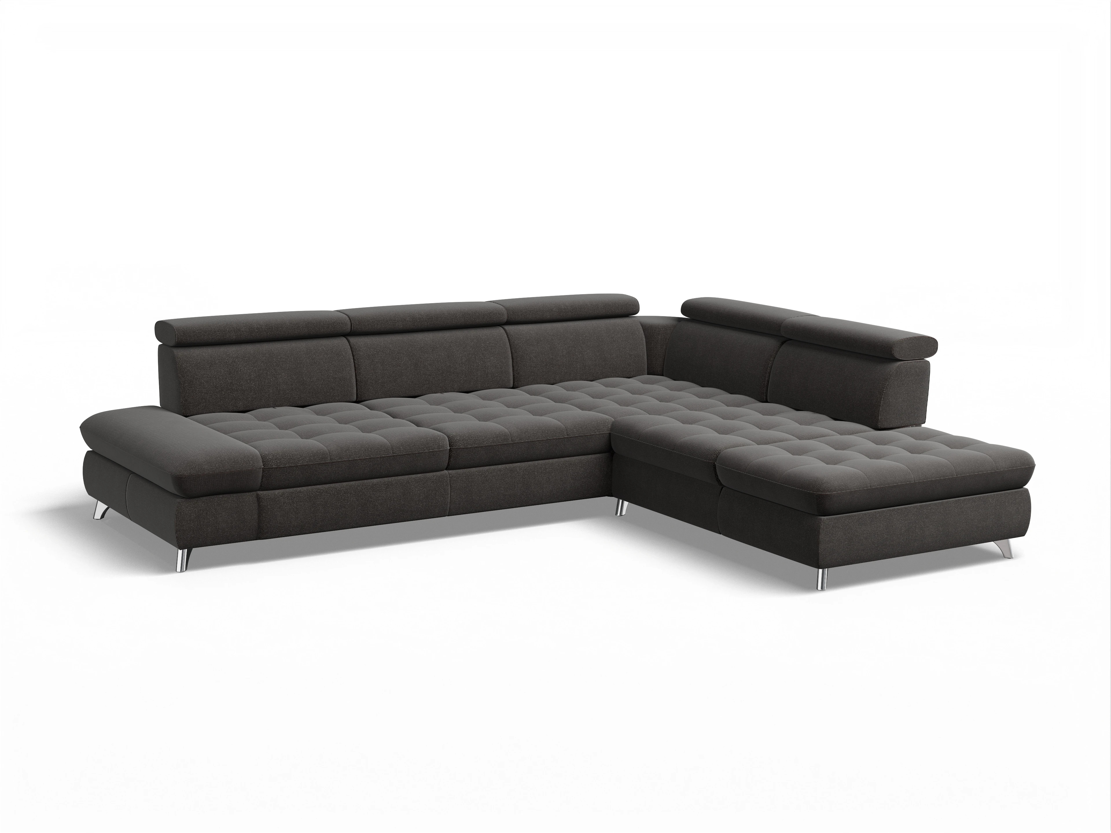 Ansicht des Produktes Memphis Stoff Ecksofa rechts Abschluss offen in Stoff Grau
