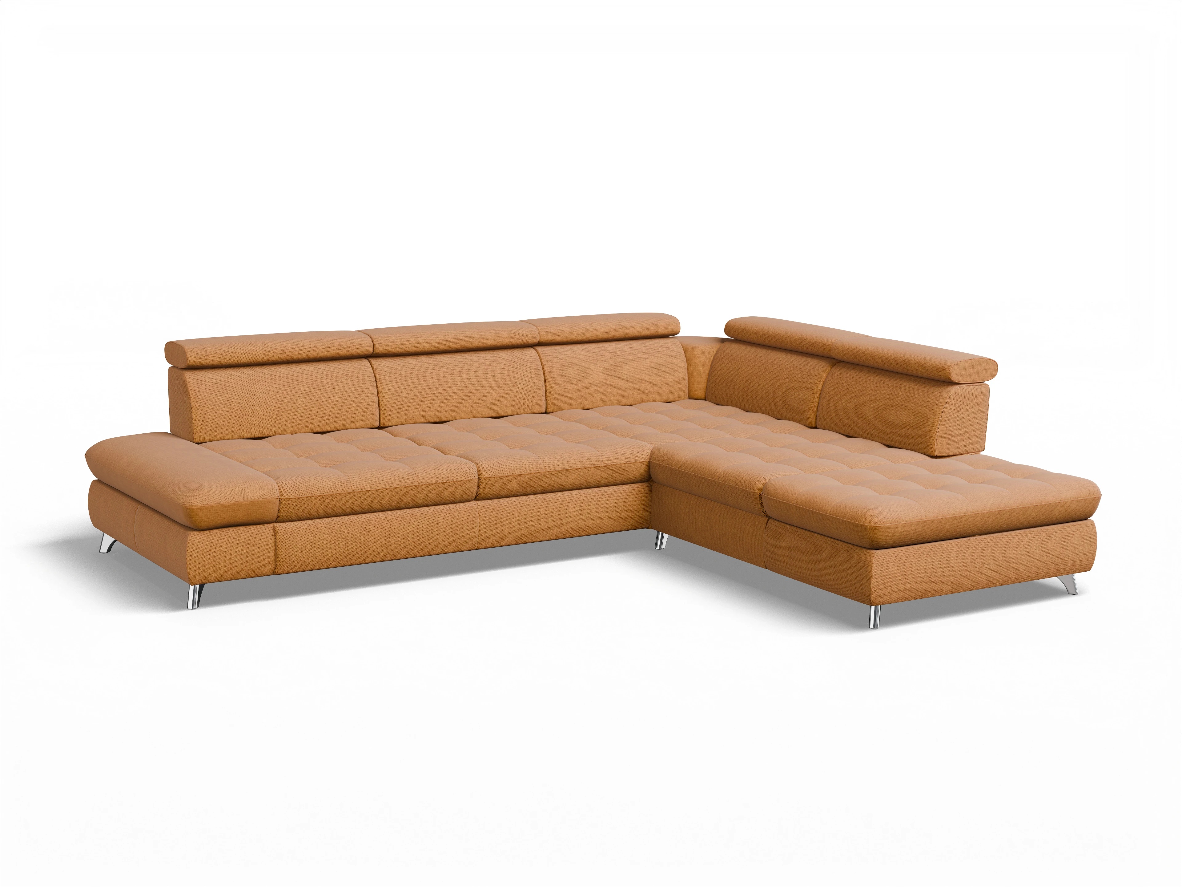 Ansicht des Produktes Memphis Stoff Ecksofa rechts Abschluss offen in Stoff Gelb