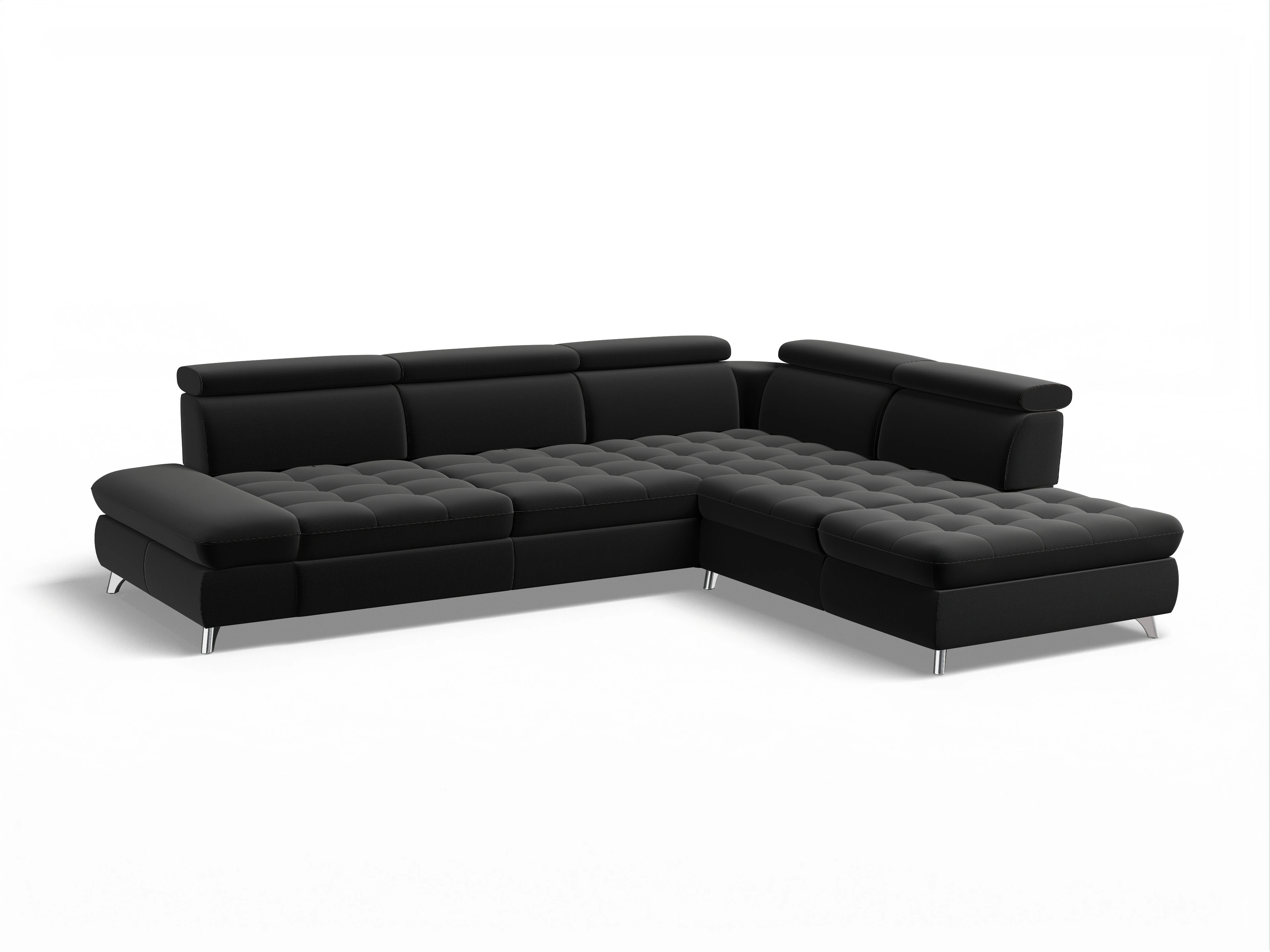 Ansicht des Produktes Memphis Stoff Ecksofa rechts Abschluss offen in Stoff Schwarz