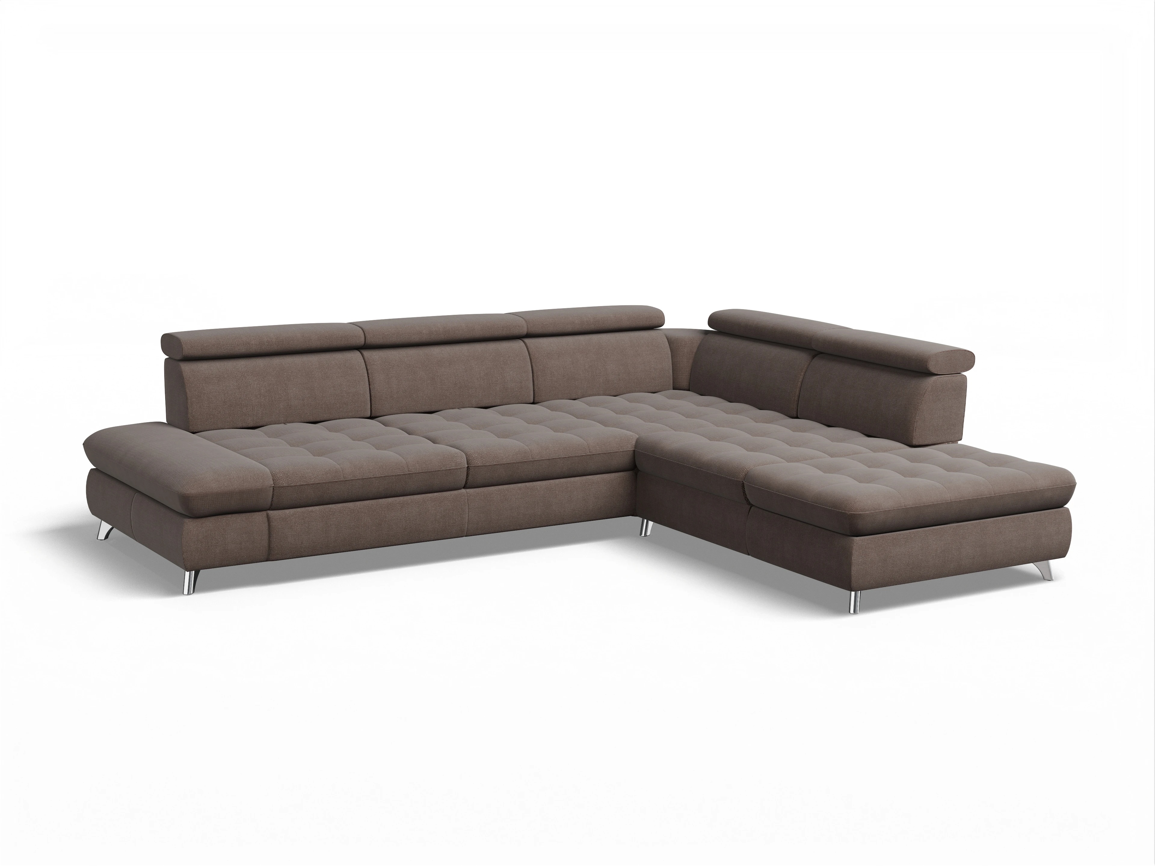 Ansicht des Produktes Memphis Stoff Ecksofa rechts Abschluss offen in Stoff Grau