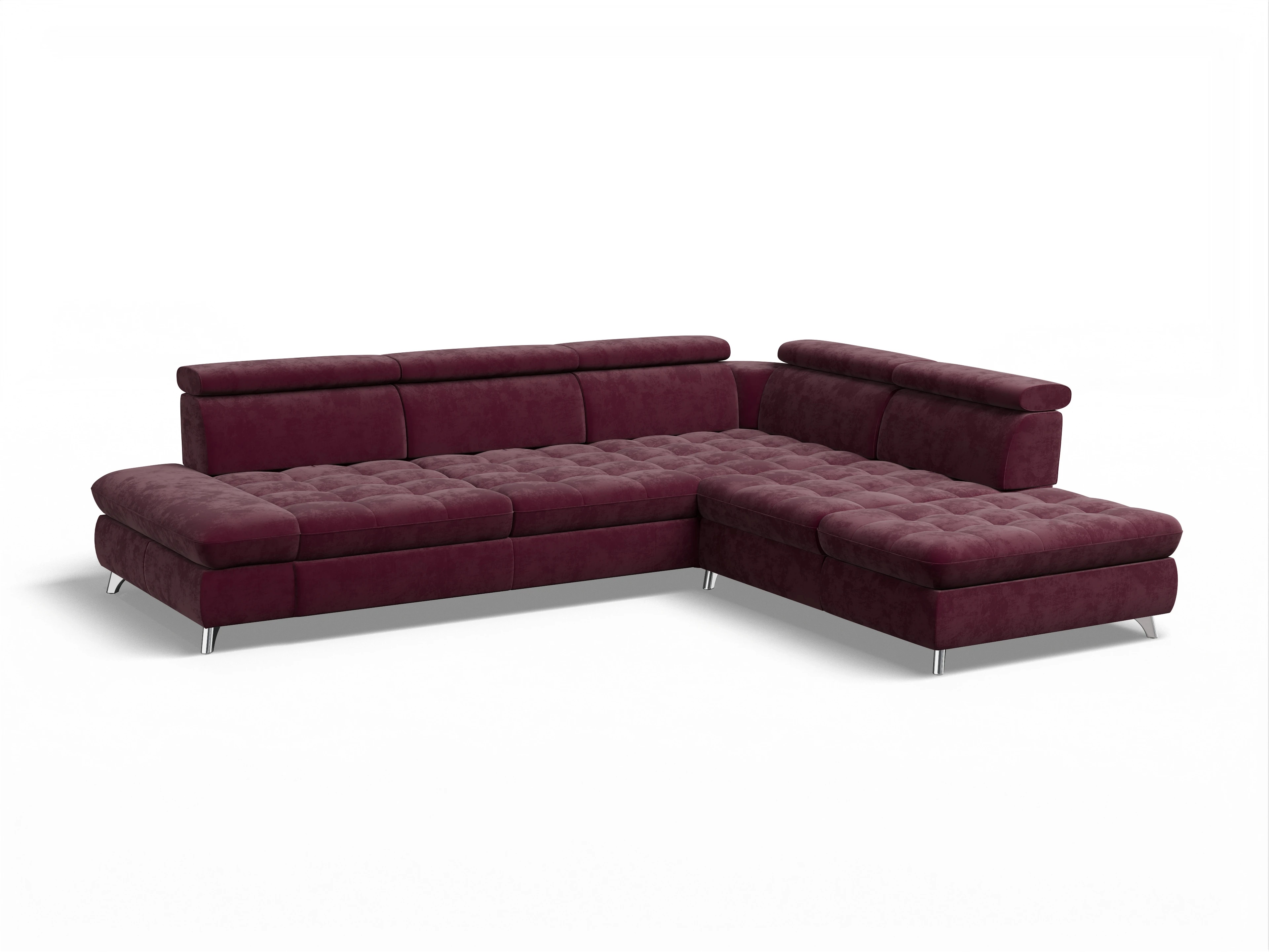 Ansicht des Produktes Memphis Stoff Ecksofa rechts Abschluss offen in Stoff Rot