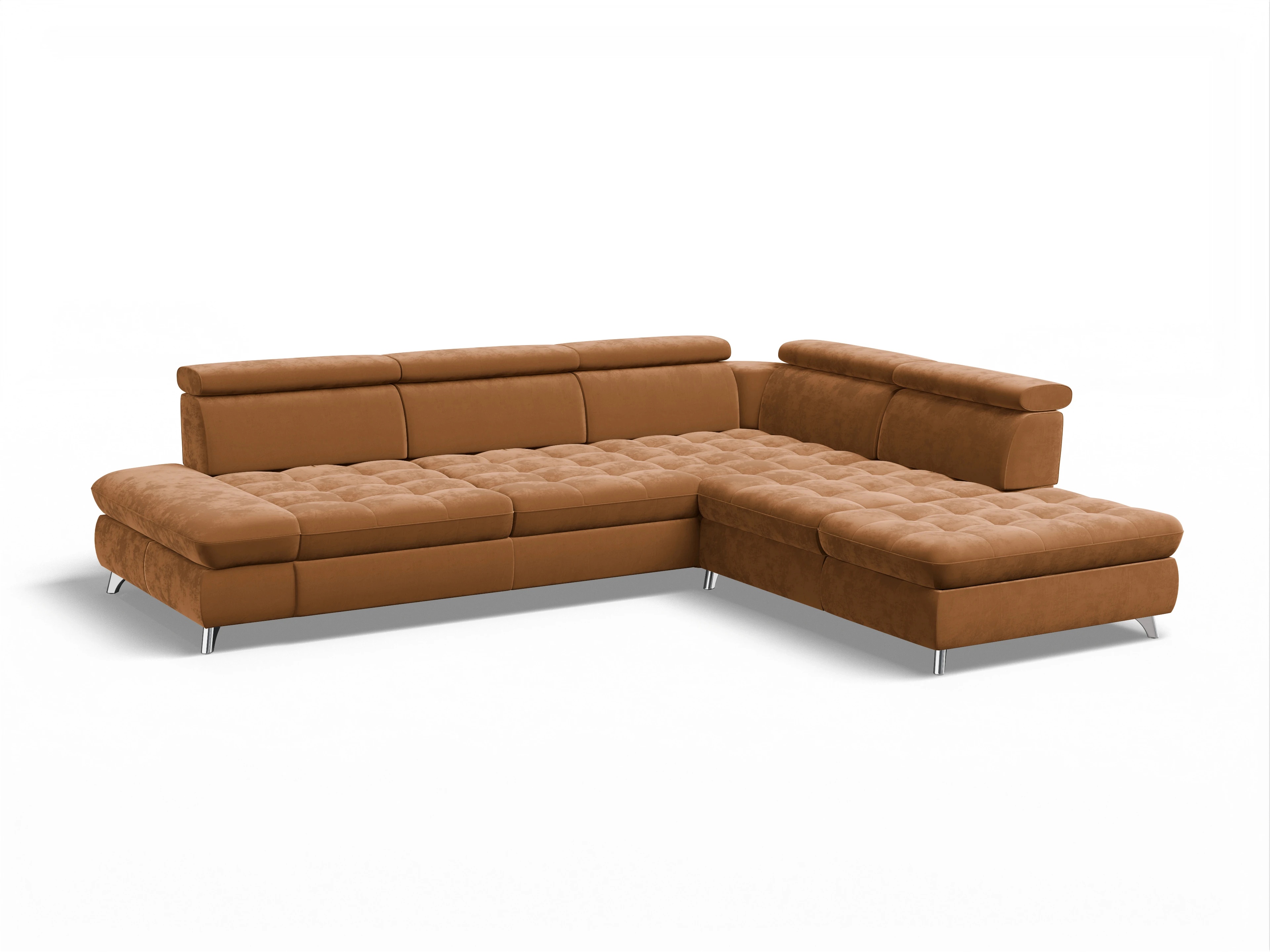 Ansicht des Produktes Memphis Stoff Ecksofa rechts Abschluss offen in Stoff Gelb