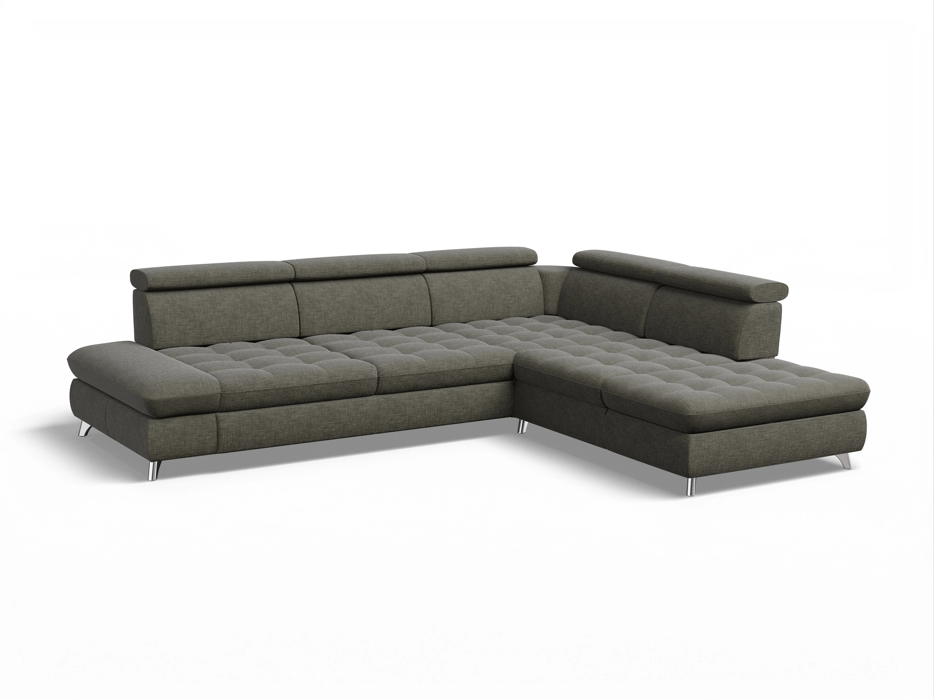 Ansicht des Produktes Memphis Stoff Ecksofa rechts Abschluss offen in Stoff Braun
