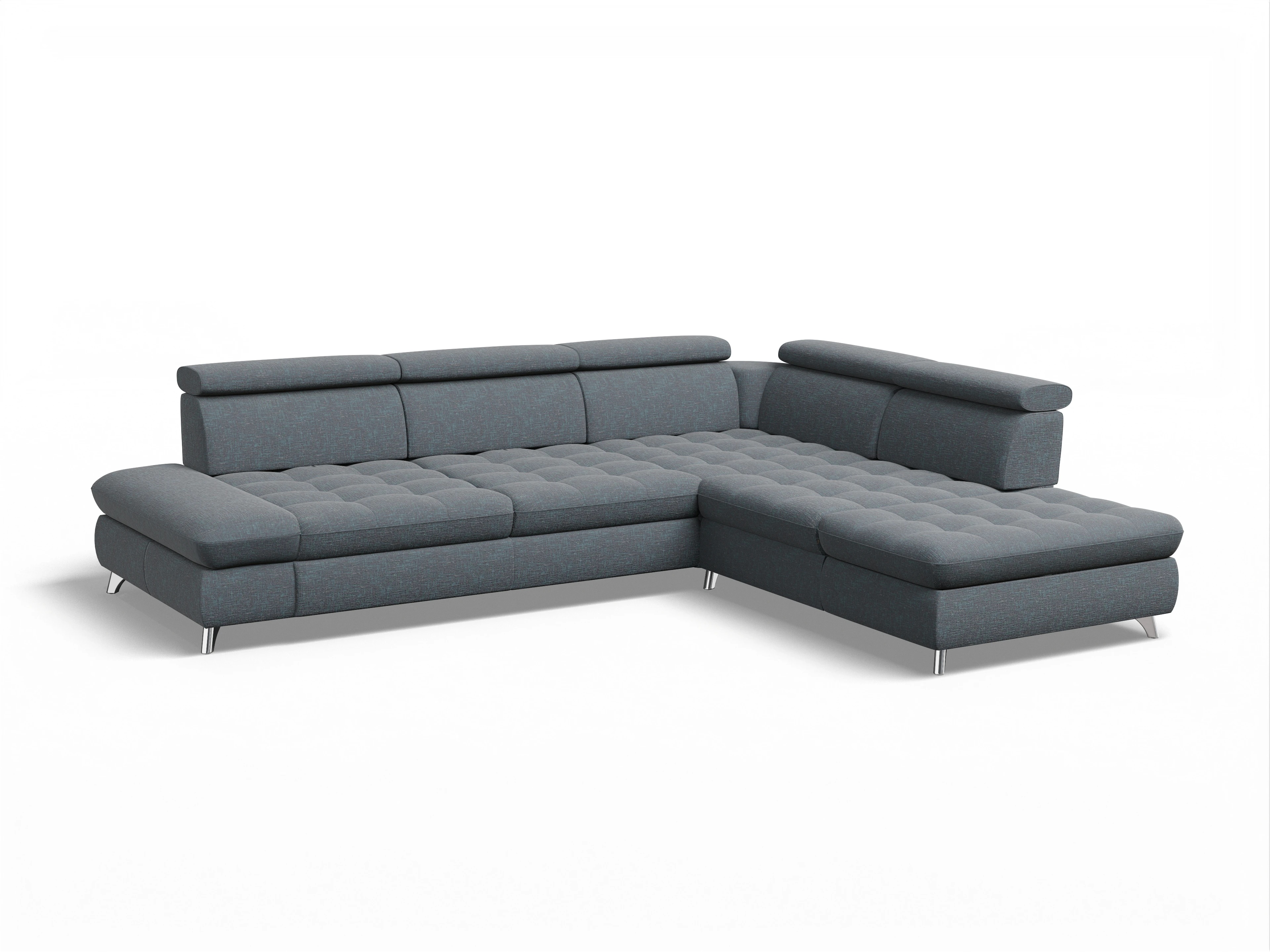 Ansicht des Produktes Memphis Stoff Ecksofa rechts Abschluss offen in Stoff Grau