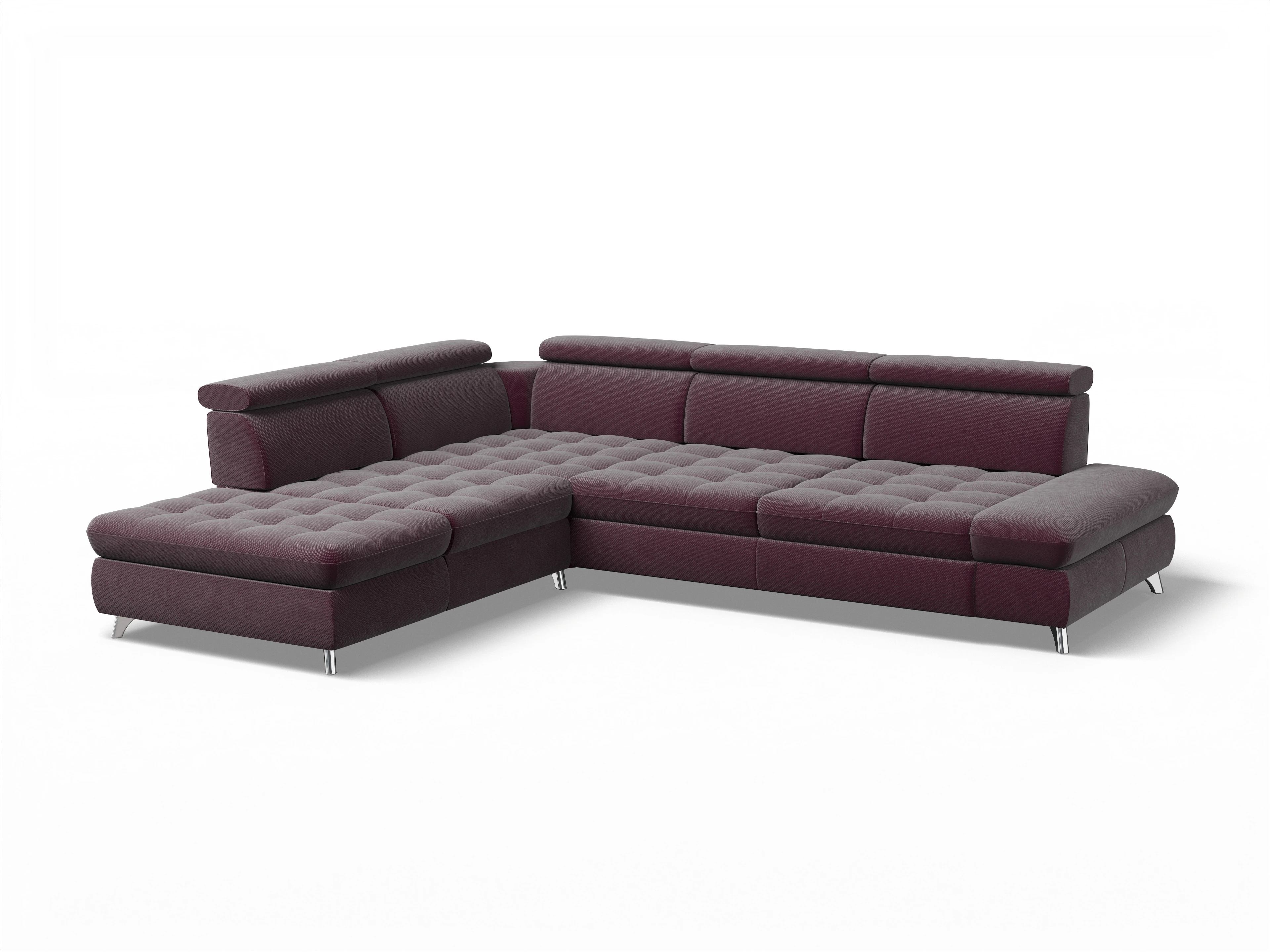 Ansicht des Produktes Memphis Stoff Ecksofa links Abschluss offen in Stoff Rot