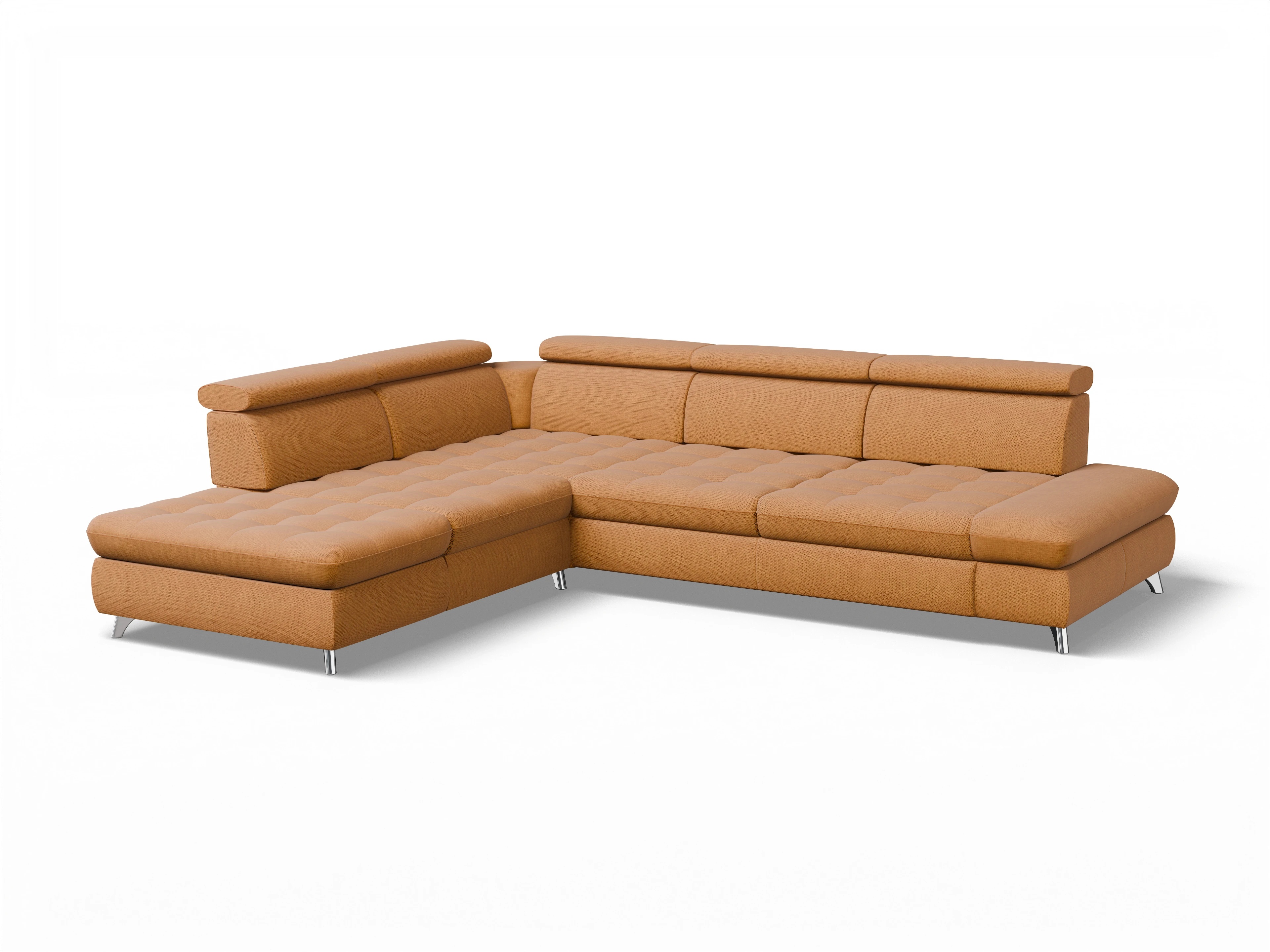 Ansicht des Produktes Memphis Stoff Ecksofa links Abschluss offen in Stoff Gelb