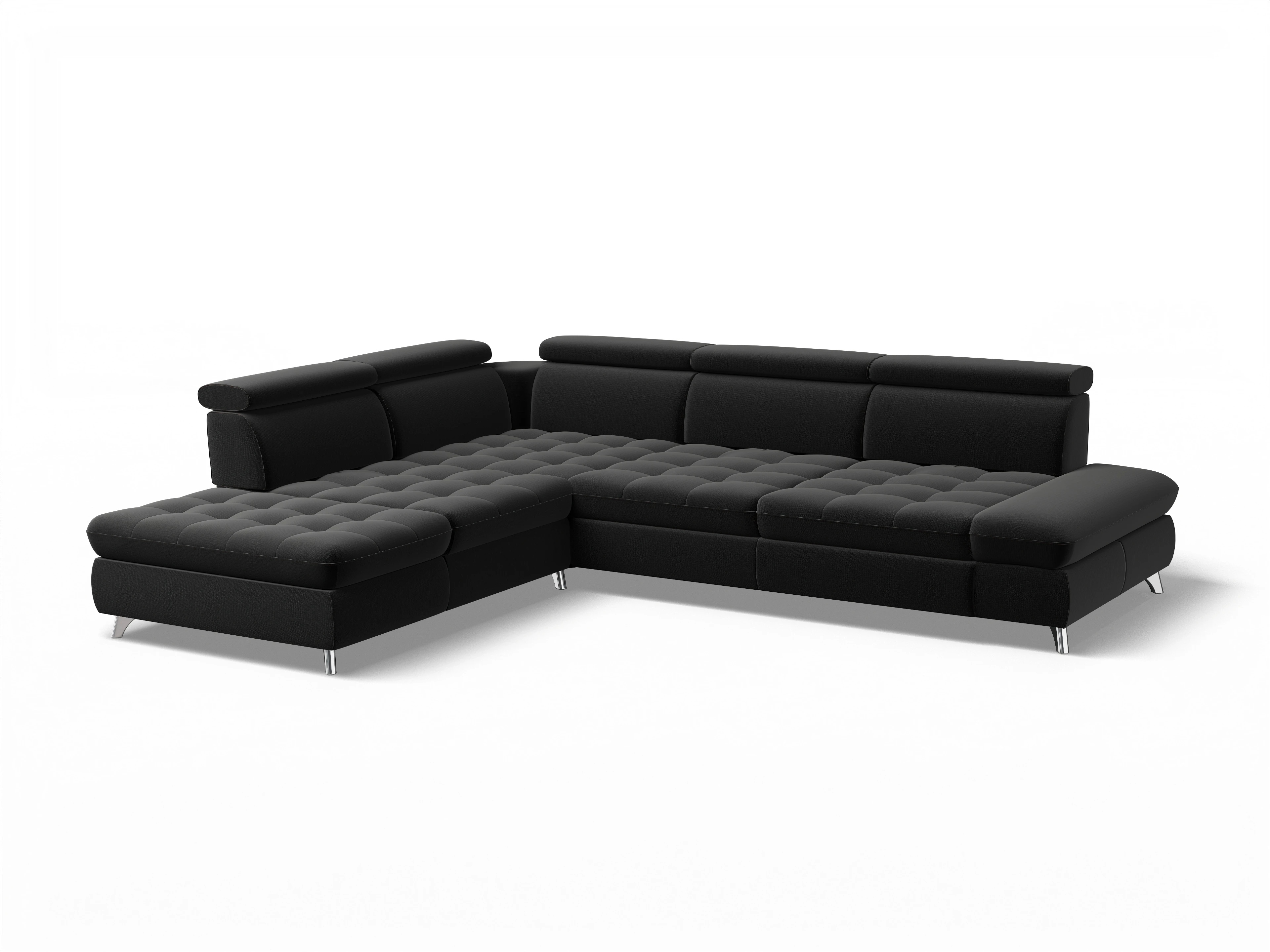 Ansicht des Produktes Memphis Stoff Ecksofa links Abschluss offen in Stoff Schwarz