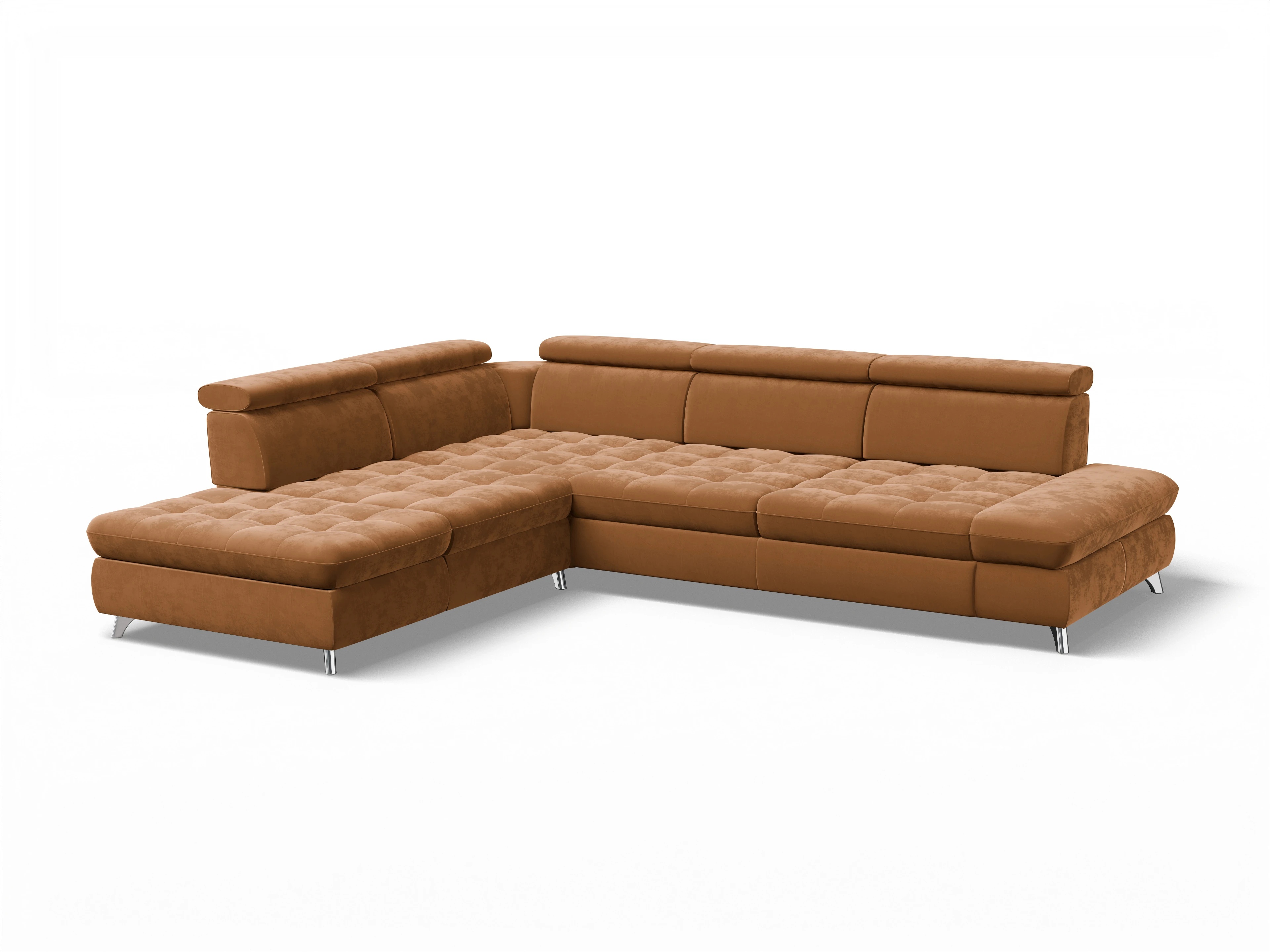 Ansicht des Produktes Memphis Stoff Ecksofa links Abschluss offen in Stoff Gelb