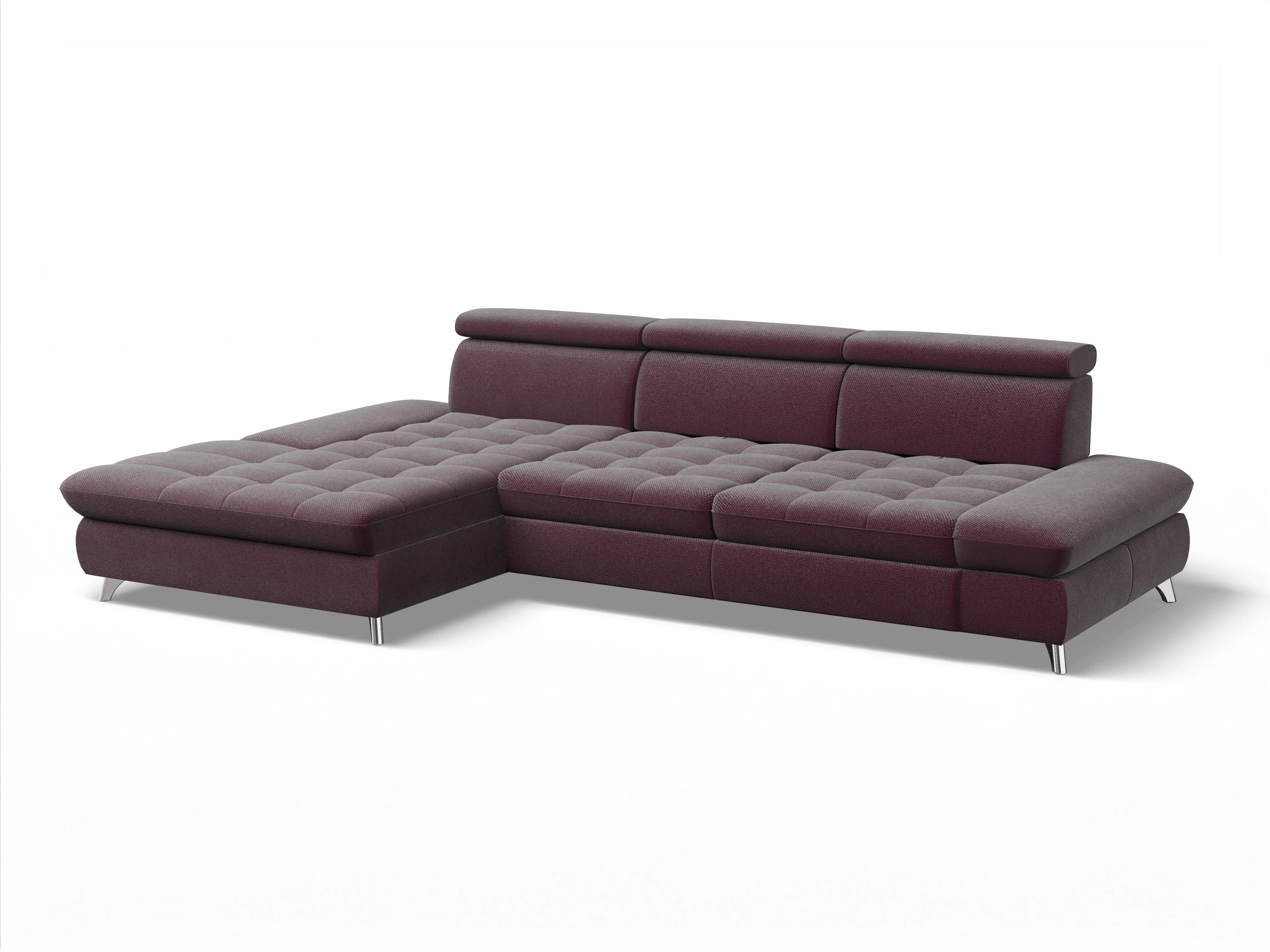 Ansicht des Produktes Memphis Stoff Ecksofa links Abschluss offen in Stoff Rot
