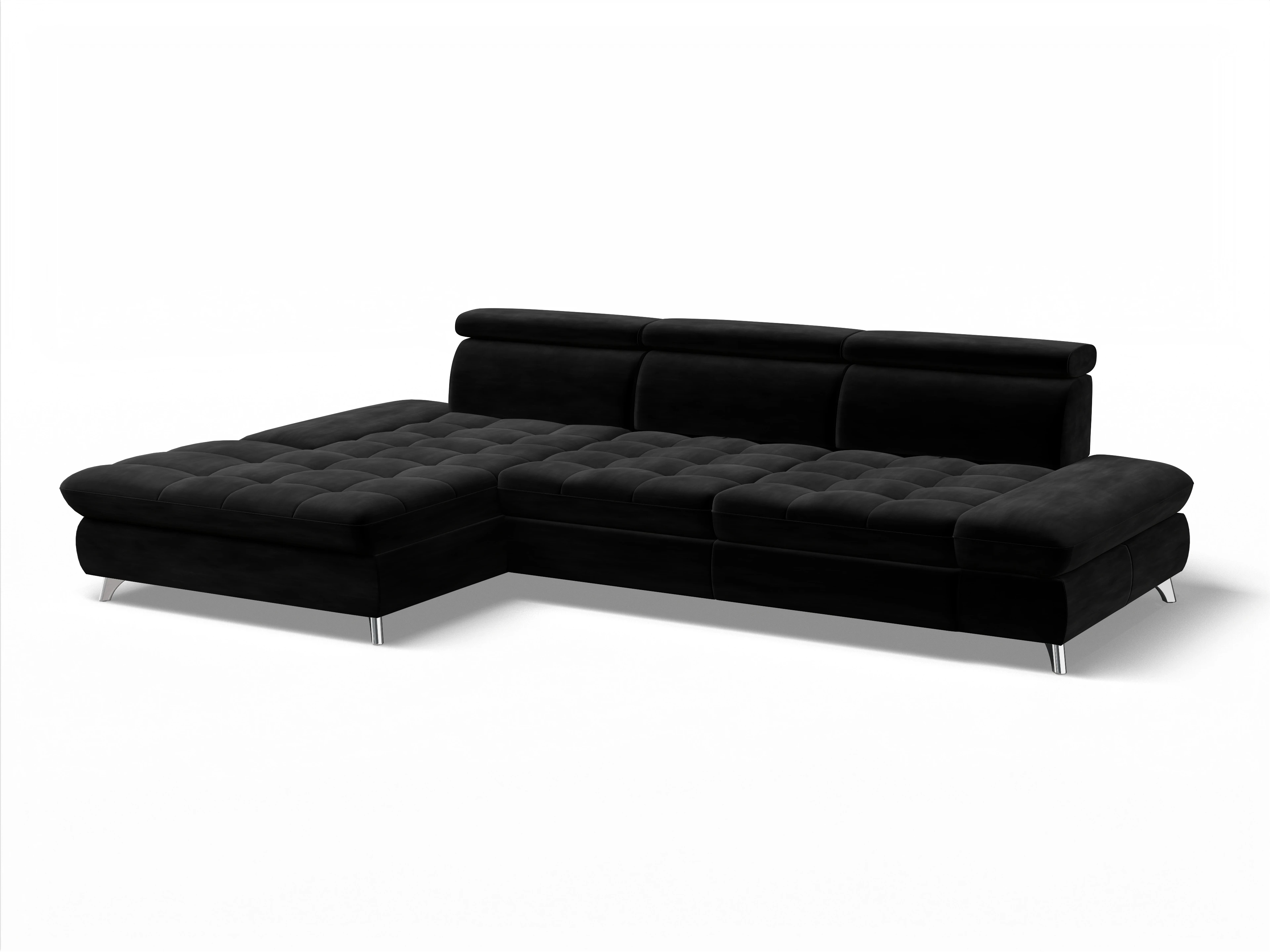 Ansicht des Produktes Memphis Stoff Ecksofa links Abschluss offen in Stoff Schwarz