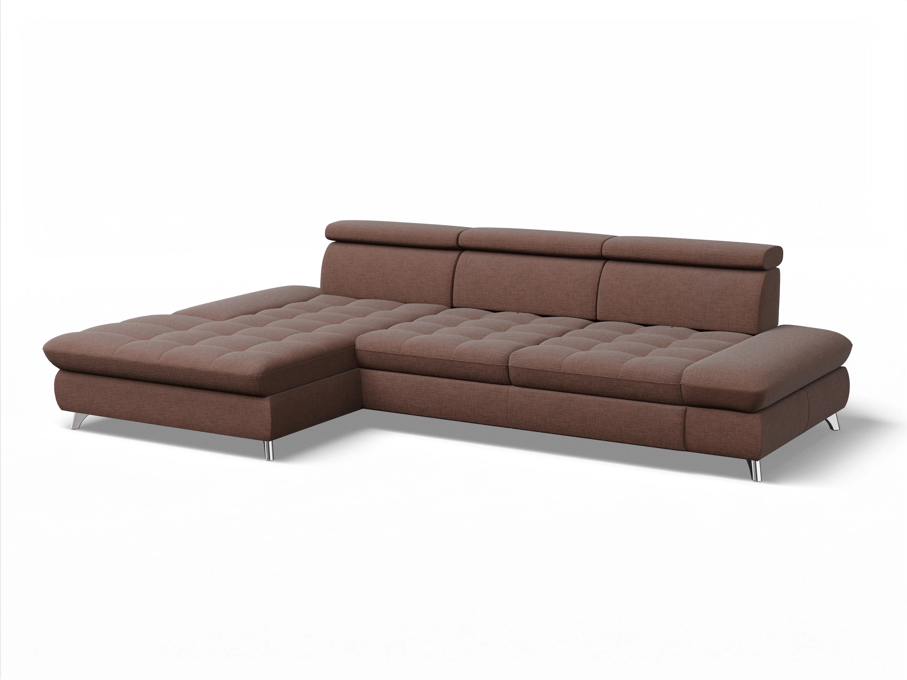 Ansicht des Produktes Memphis Stoff Ecksofa links Abschluss offen in Stoff Orange