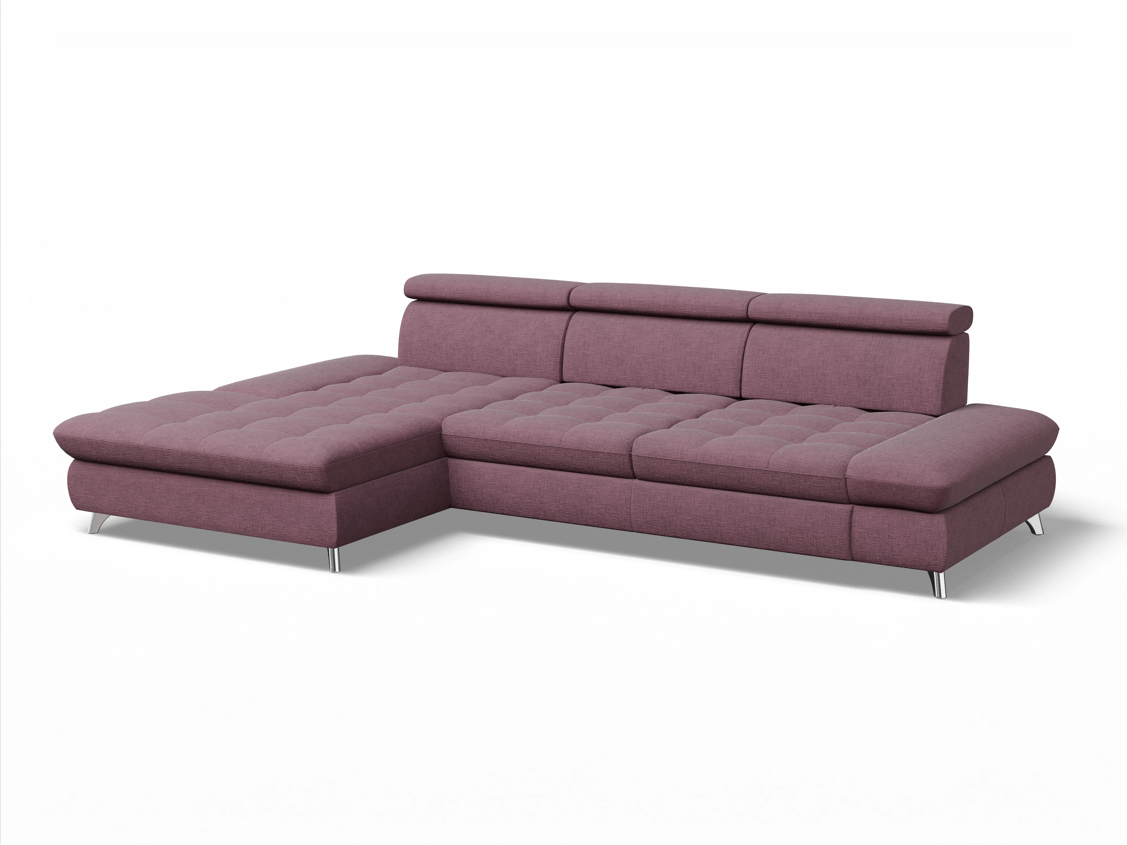 Ansicht des Produktes Memphis Stoff Ecksofa links Abschluss offen in Stoff Rot