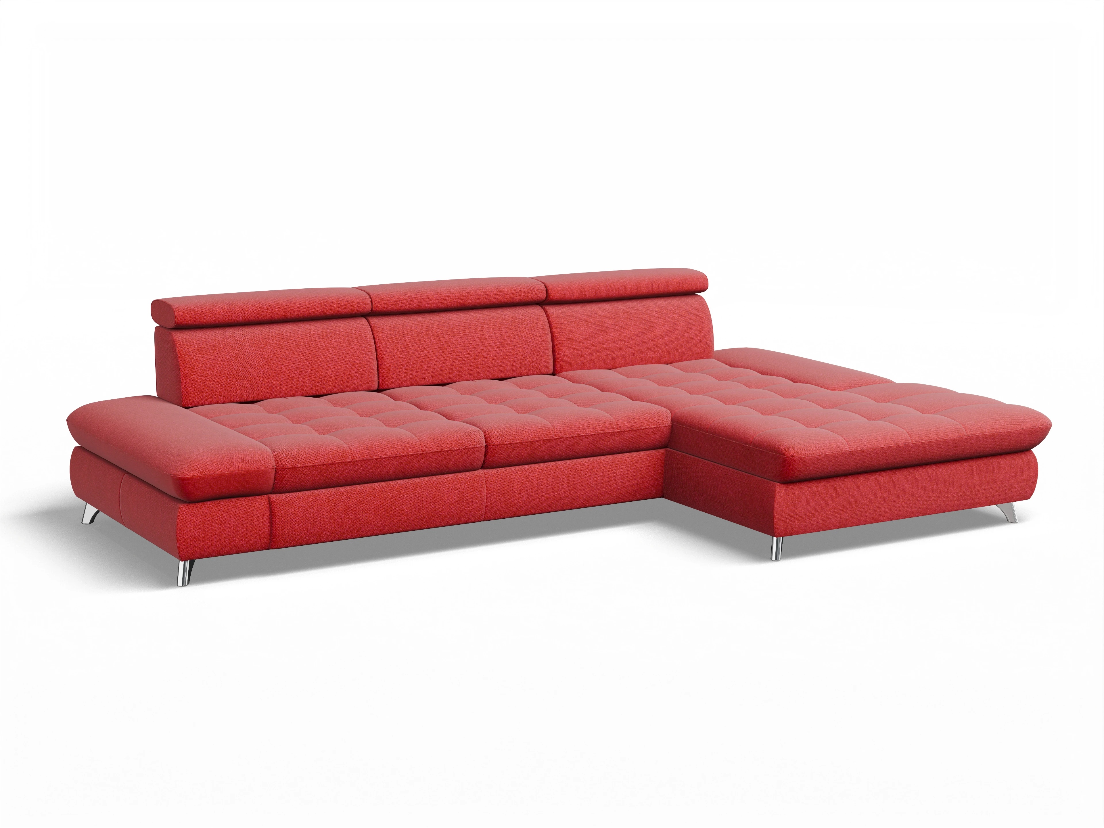 Ansicht des Produktes Memphis Stoff Ecksofa rechts Abschluss offen in Stoff Rot