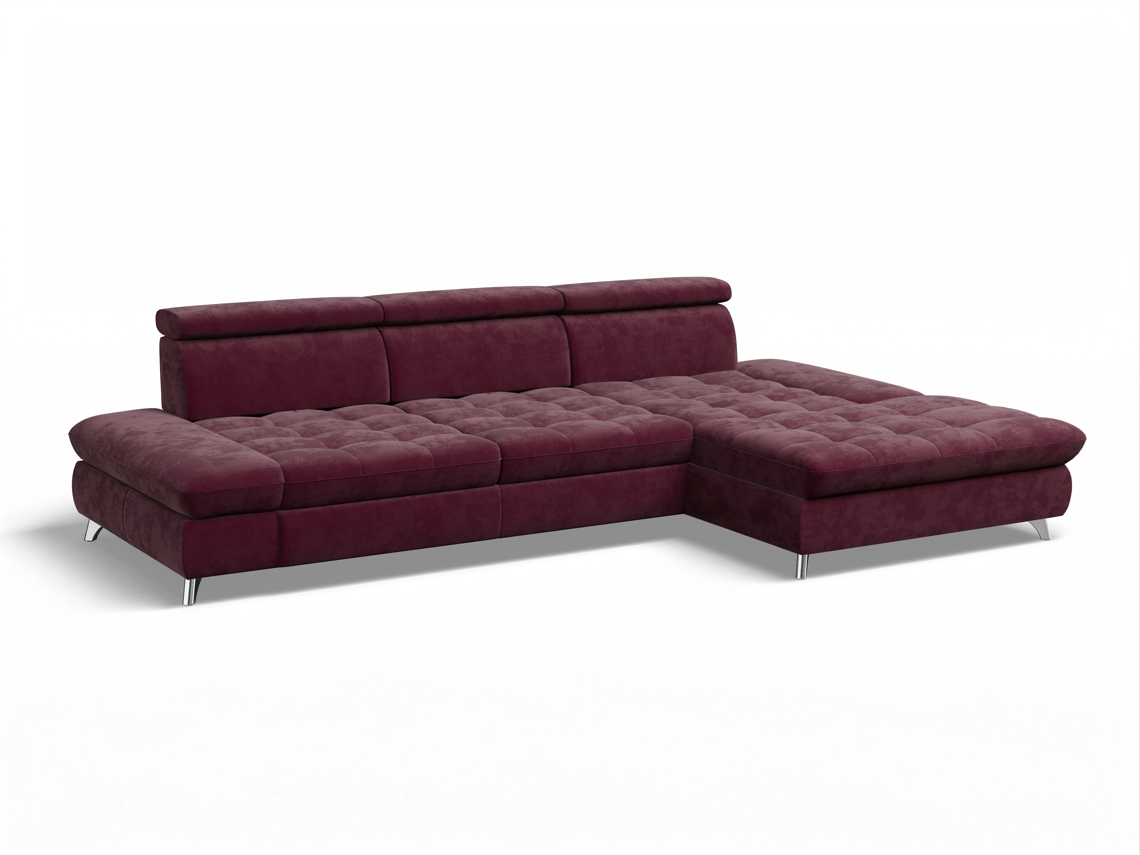Ansicht des Produktes Memphis Stoff Ecksofa rechts Abschluss offen in Stoff Rot