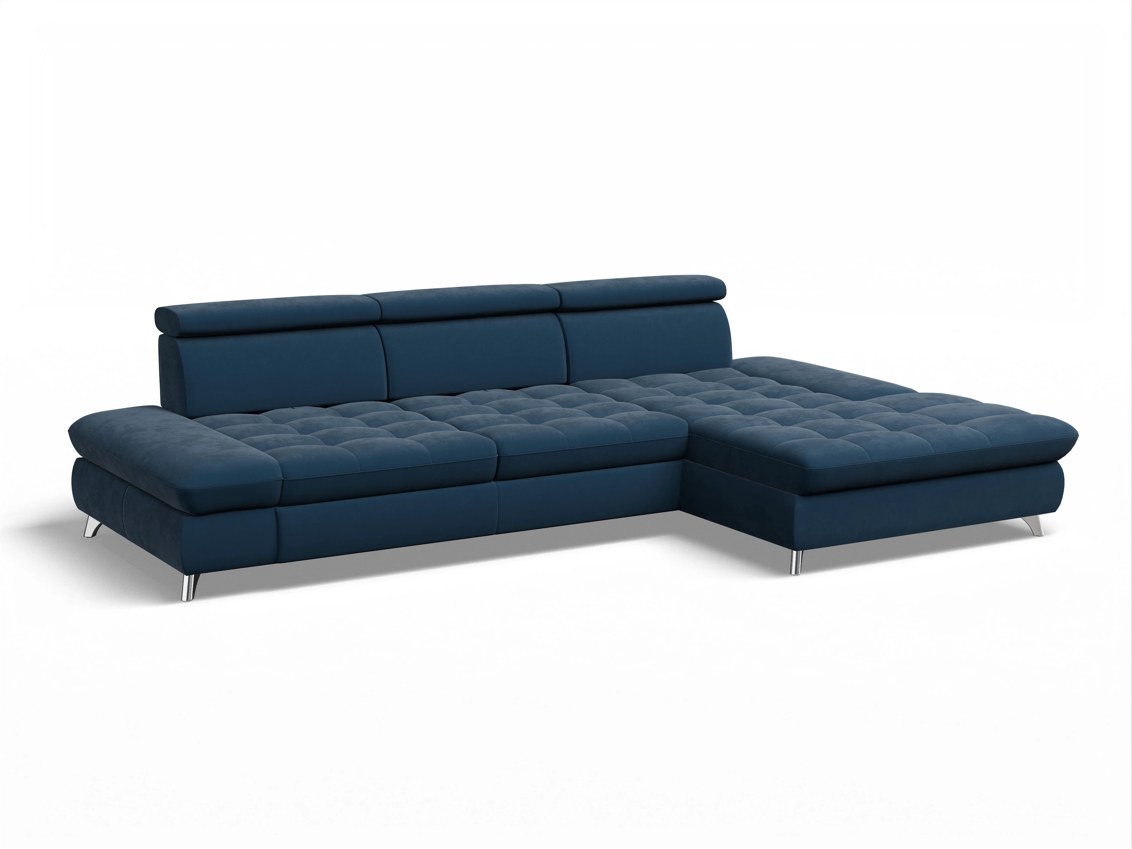Ansicht des Produktes Memphis Stoff Ecksofa rechts Abschluss offen in Stoff Blau