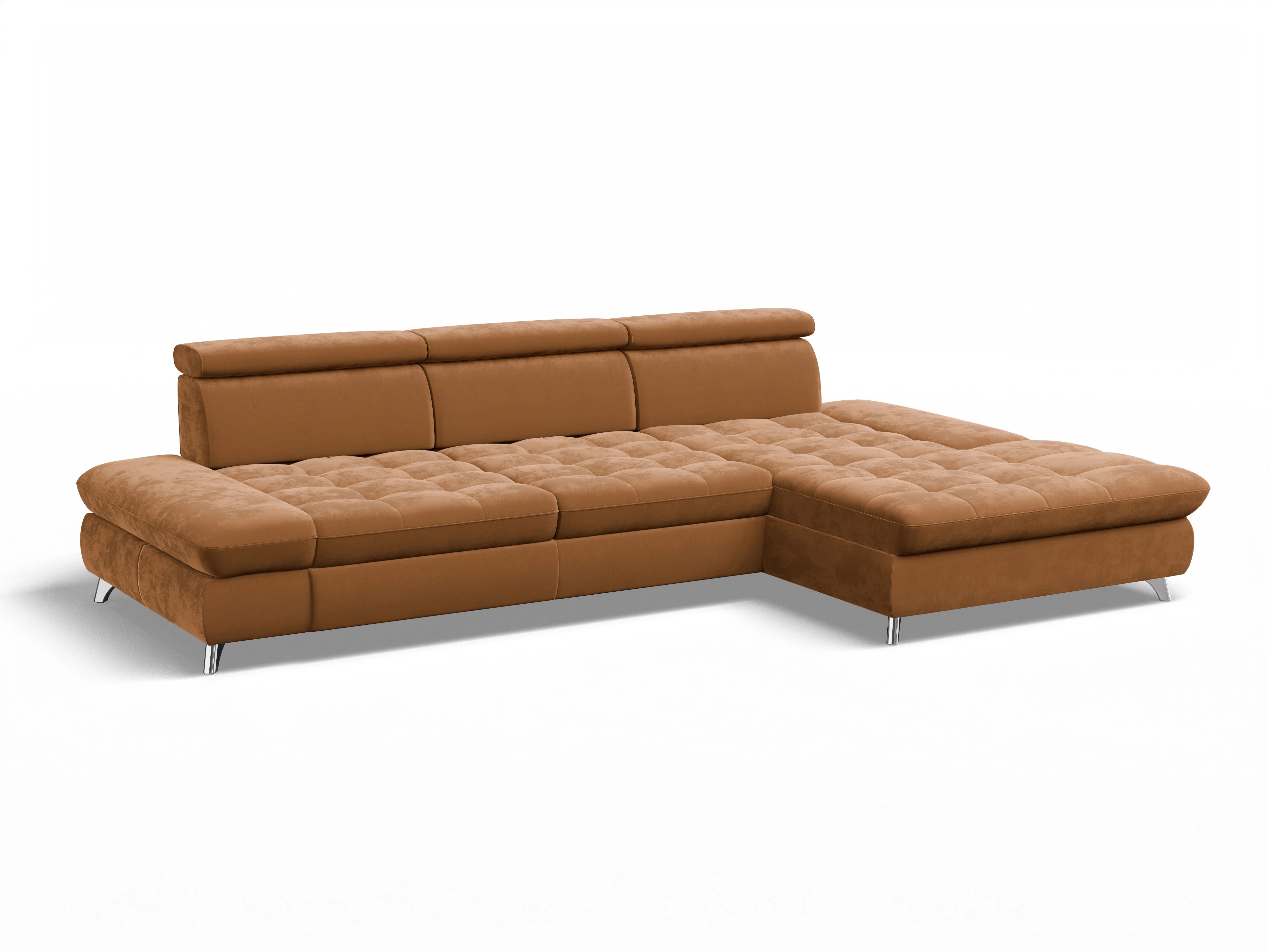 Ansicht des Produktes Memphis Stoff Ecksofa rechts Abschluss offen in Stoff Gelb