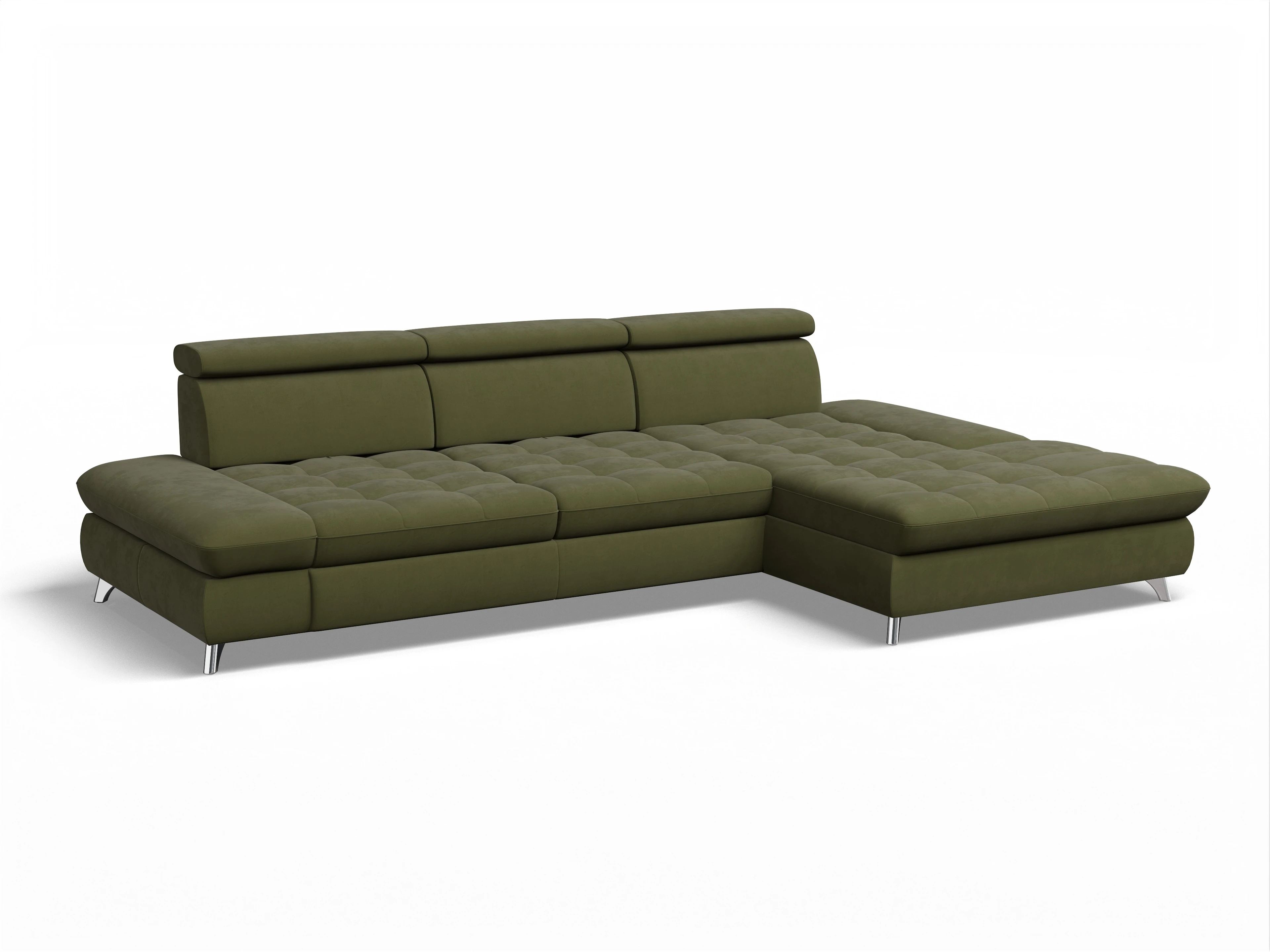 Ansicht des Produktes Memphis Stoff Ecksofa rechts Abschluss offen in Stoff Grün