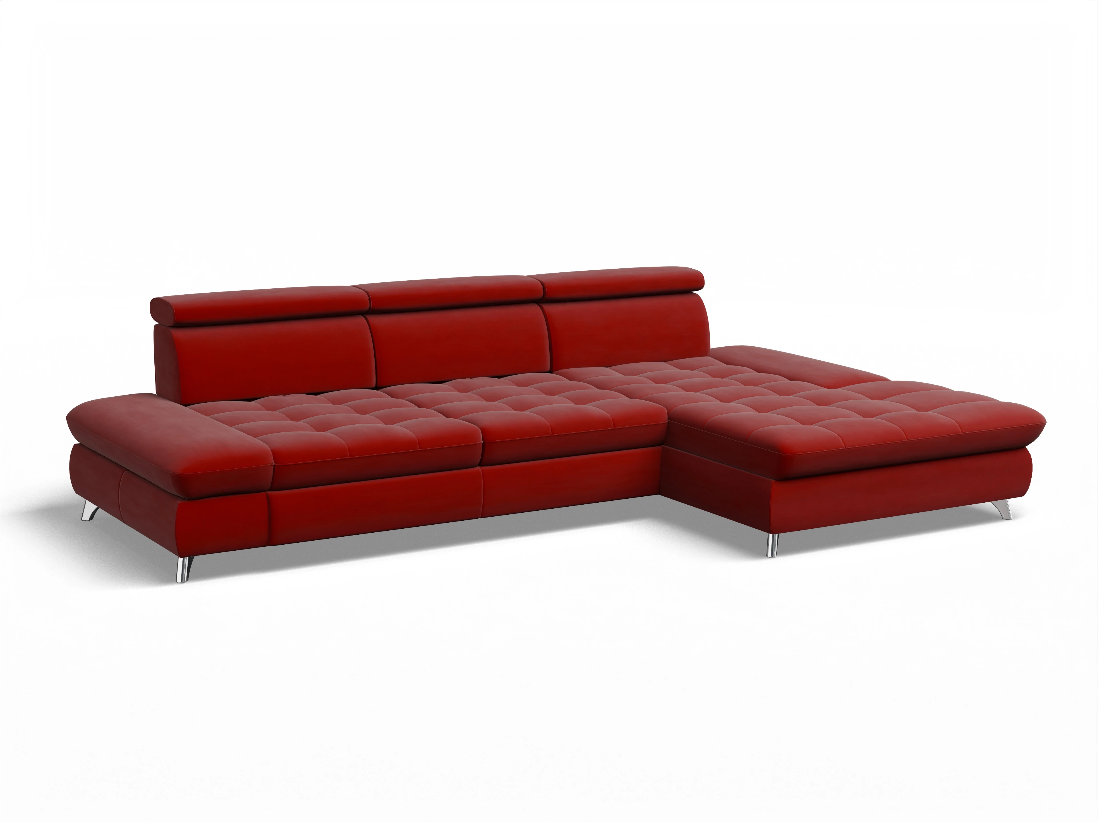 Ansicht des Produktes Memphis Stoff Ecksofa rechts Abschluss offen in Stoff Rot