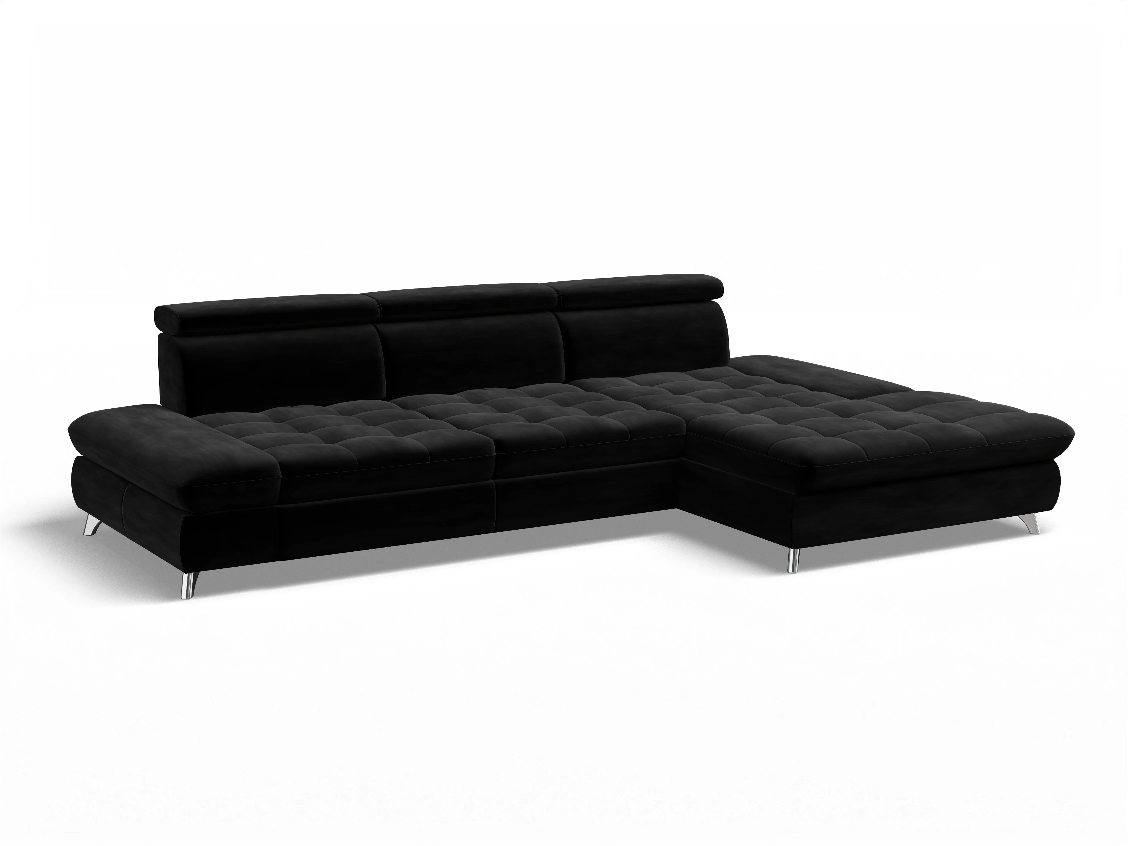 Ansicht des Produktes Memphis Stoff Ecksofa rechts Abschluss offen in Stoff Schwarz