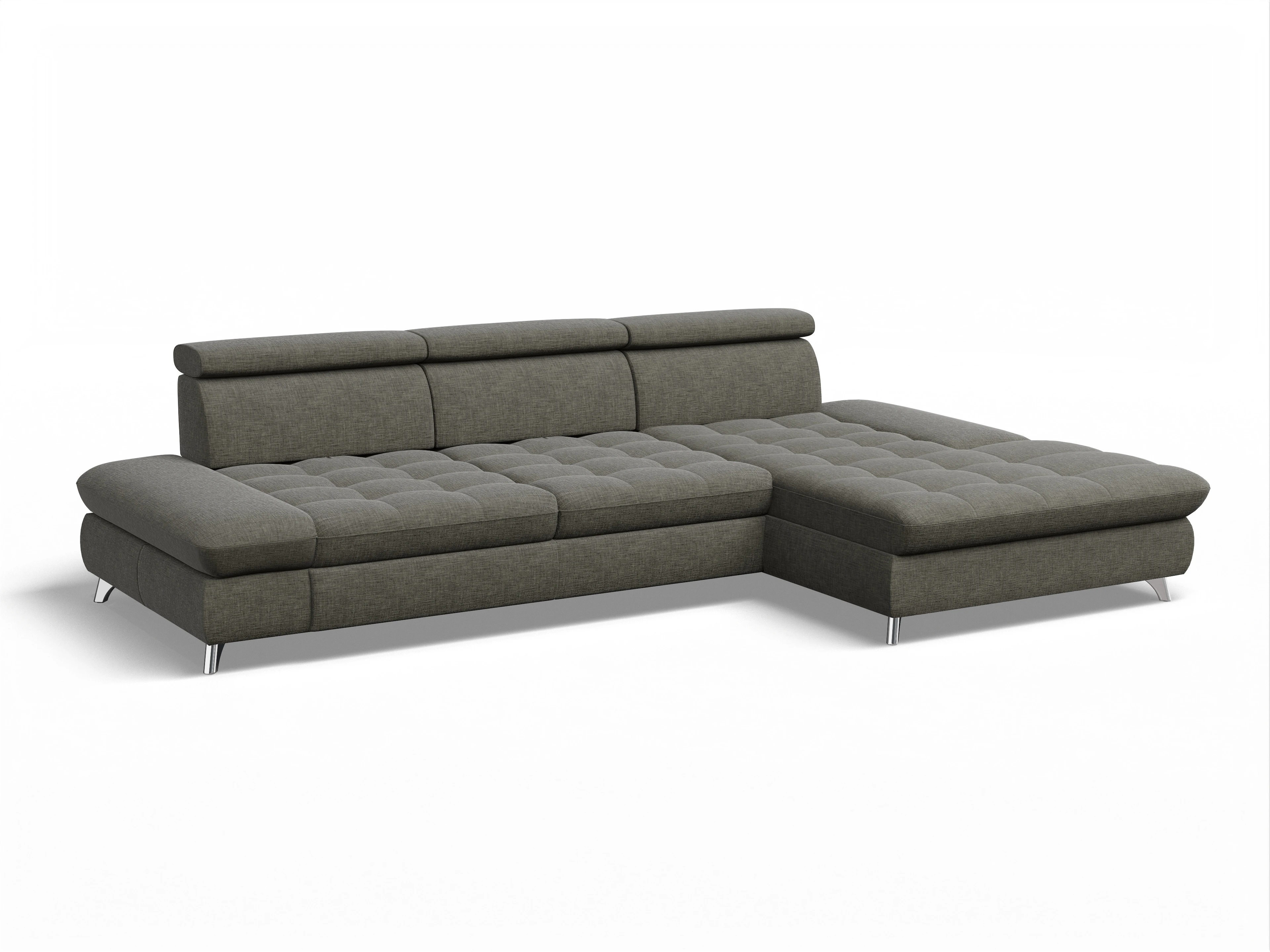 Ansicht des Produktes Memphis Stoff Ecksofa rechts Abschluss offen in Stoff Braun