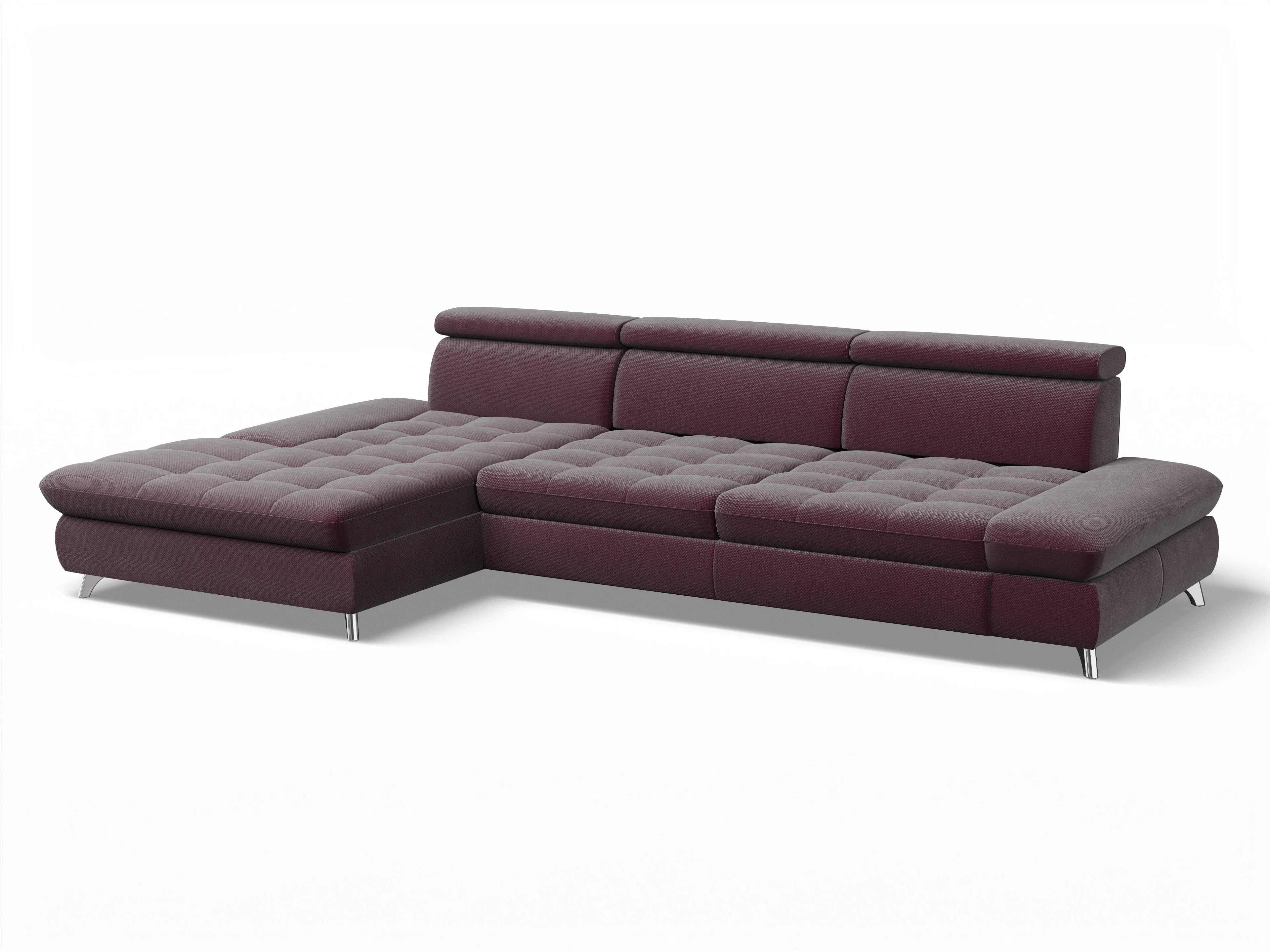 Ansicht des Produktes Memphis Stoff Ecksofa links Abschluss offen in Stoff Rot