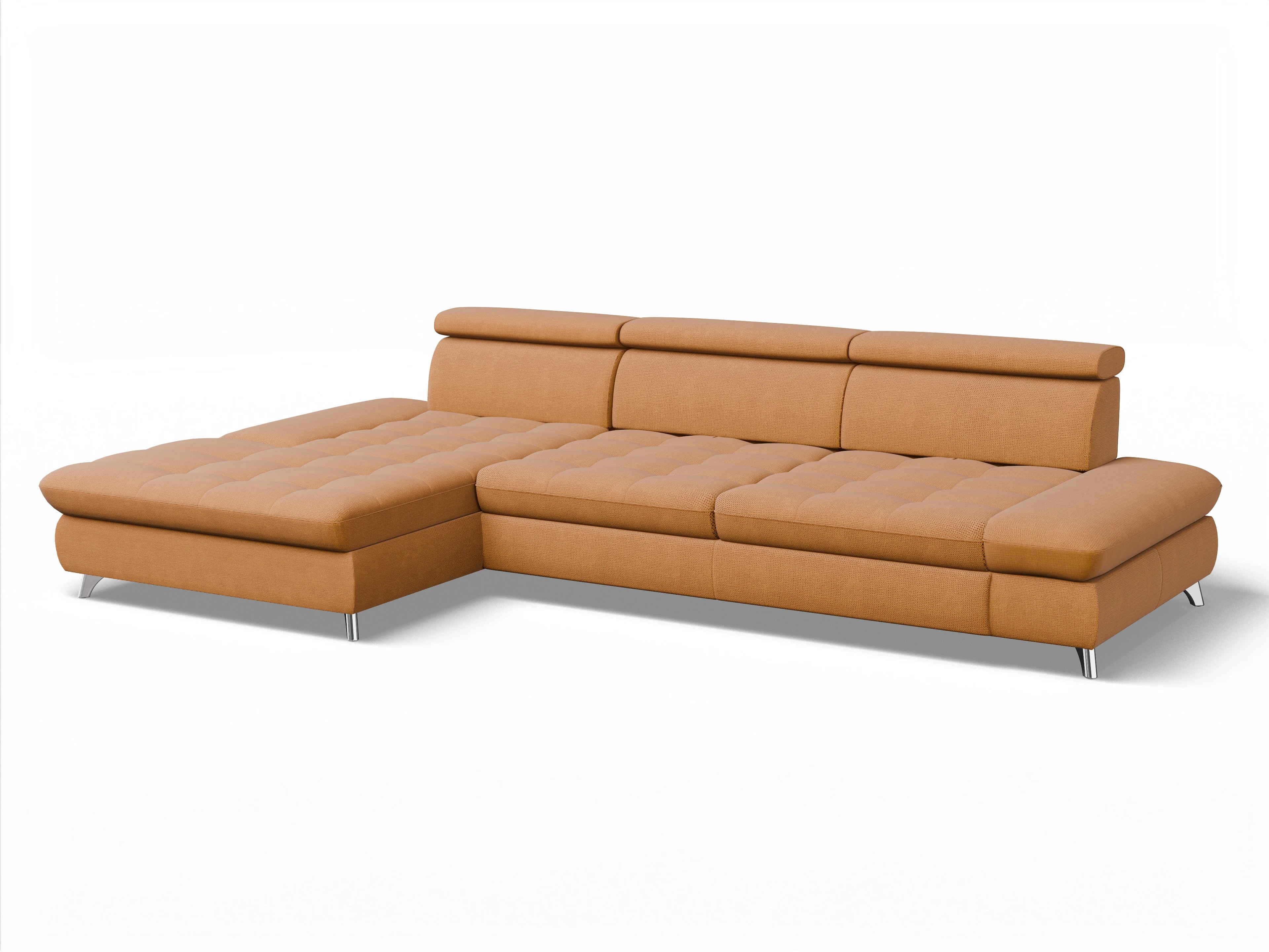 Ansicht des Produktes Memphis Stoff Ecksofa links Abschluss offen in Stoff Gelb