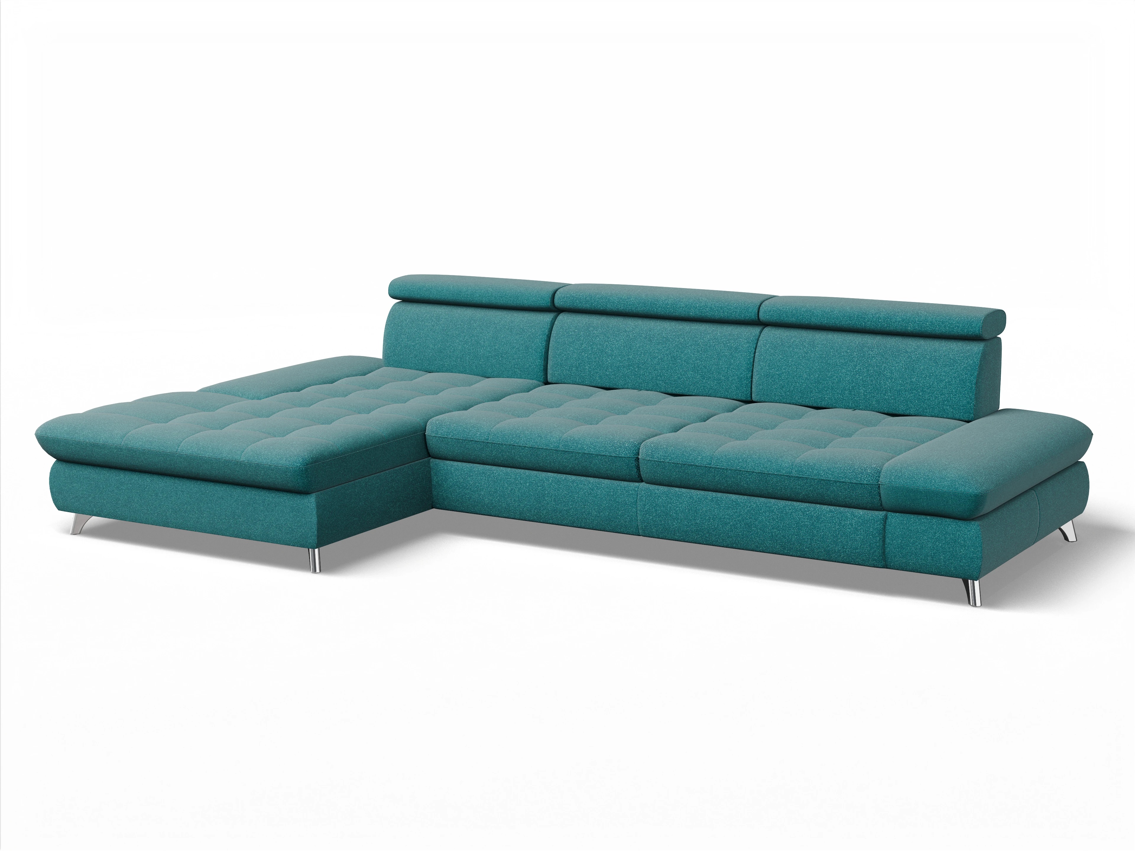 Ansicht des Produktes Memphis Stoff Ecksofa links Abschluss offen in Stoff Gelb