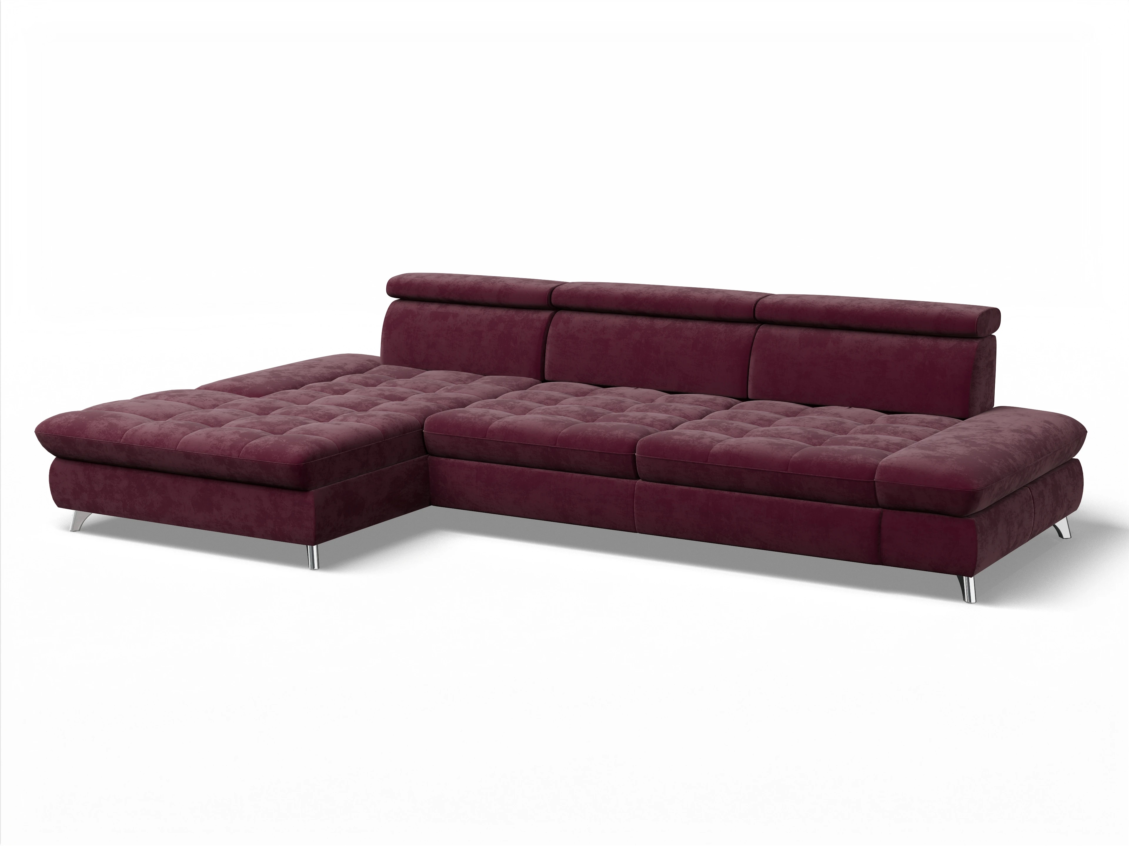 Ansicht des Produktes Memphis Stoff Ecksofa links Abschluss offen in Stoff Rot
