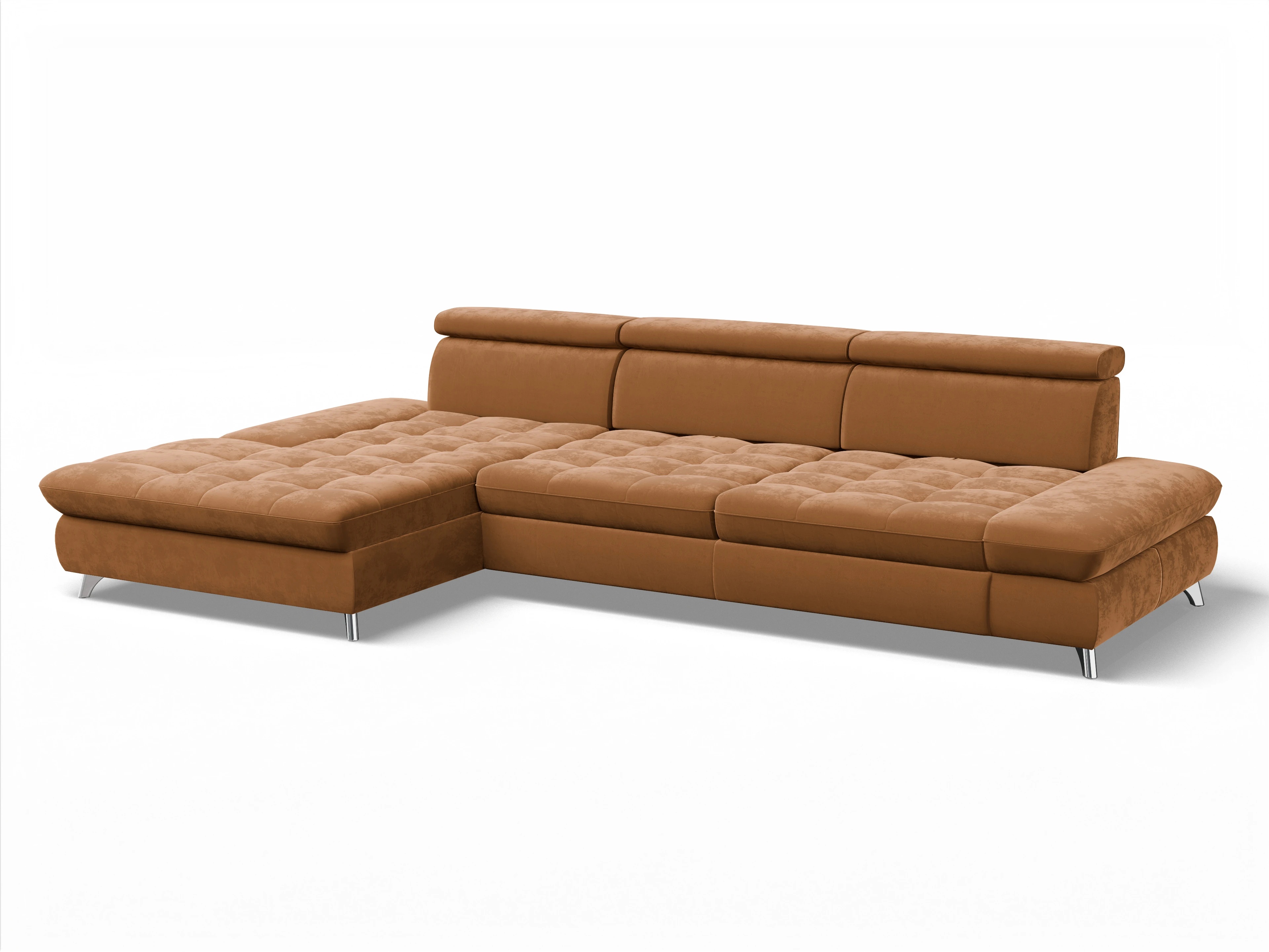 Ansicht des Produktes Memphis Stoff Ecksofa links Abschluss offen in Stoff Gelb