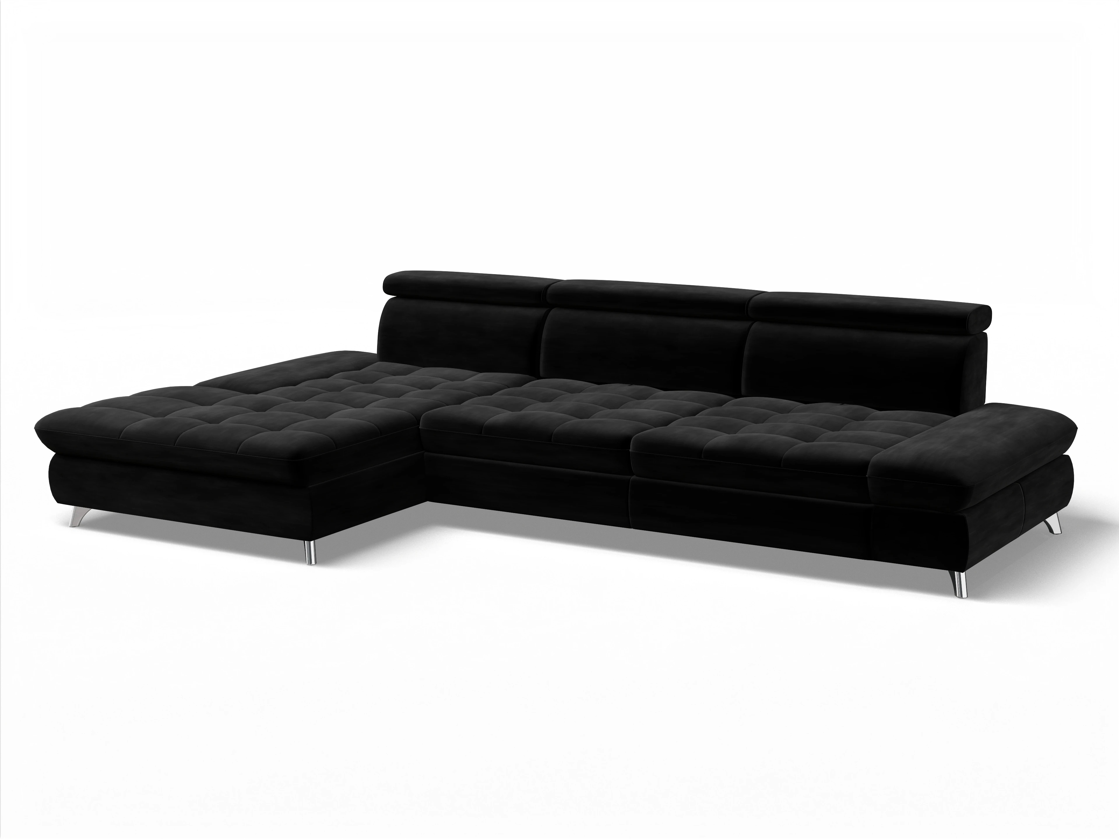 Ansicht des Produktes Memphis Stoff Ecksofa links Abschluss offen in Stoff Schwarz