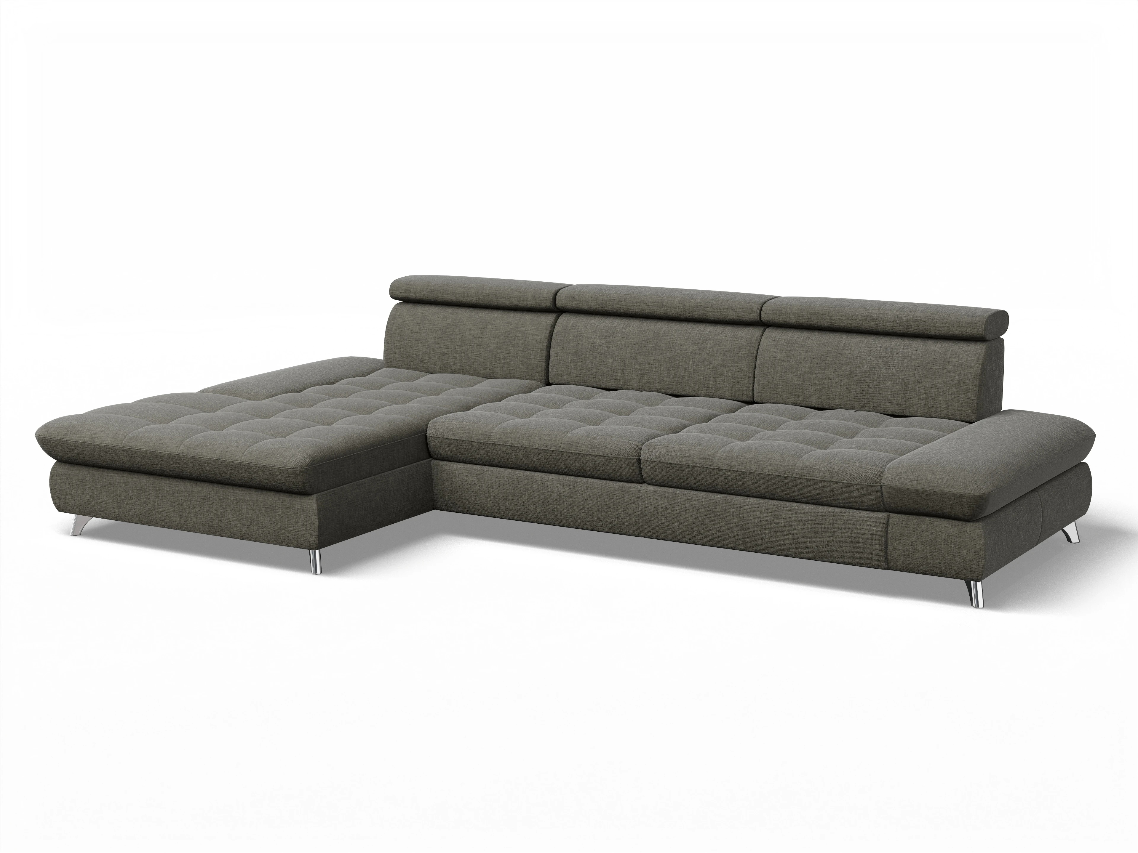 Ansicht des Produktes Memphis Stoff Ecksofa links Abschluss offen in Stoff Braun