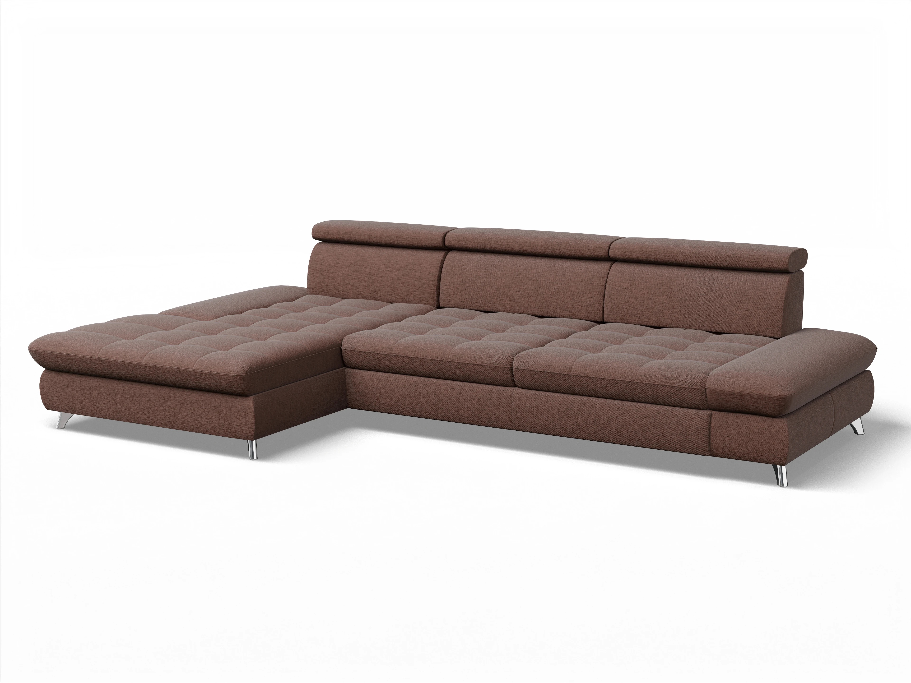 Ansicht des Produktes Memphis Stoff Ecksofa links Abschluss offen in Stoff Orange