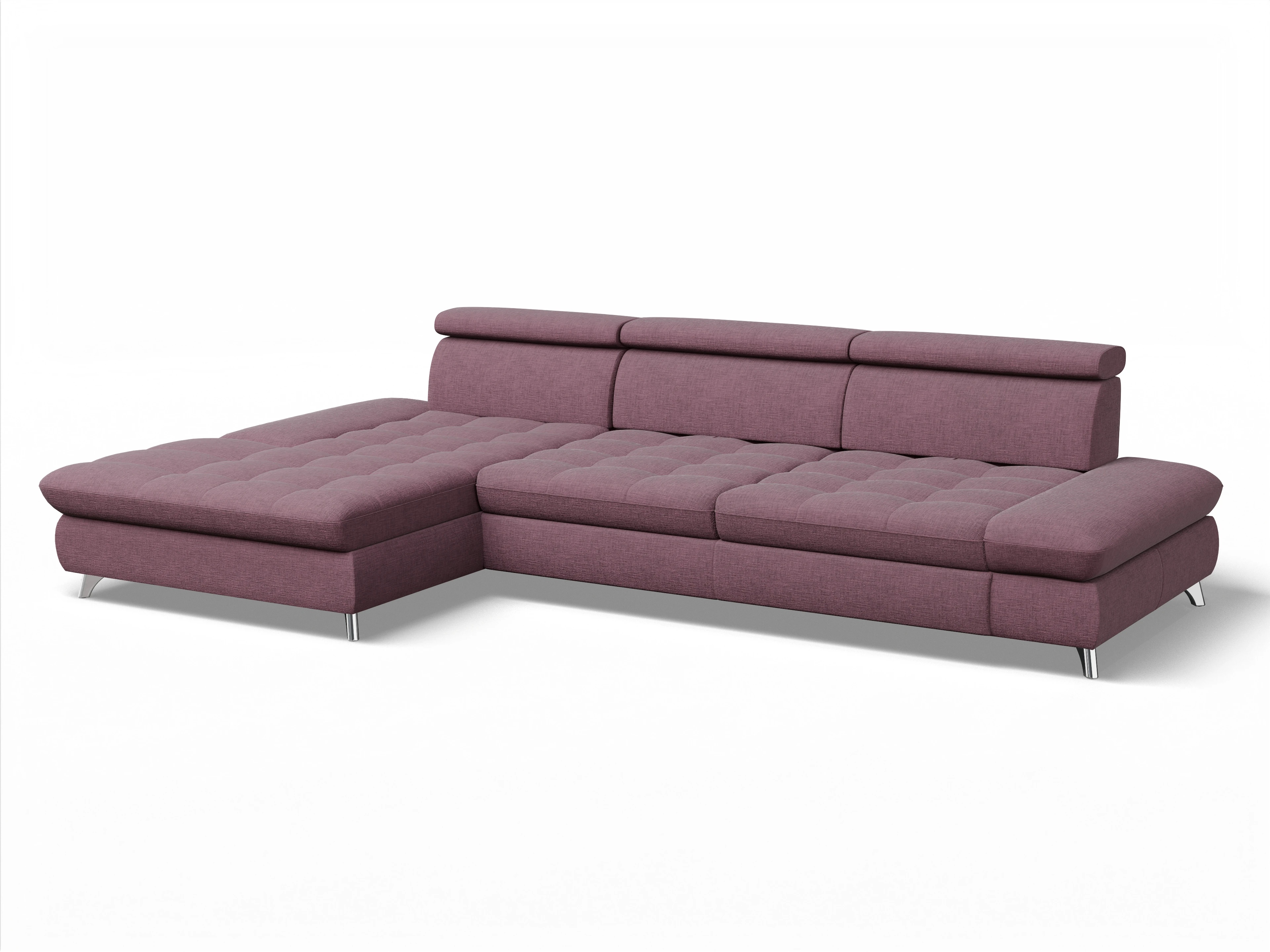 Ansicht des Produktes Memphis Stoff Ecksofa links Abschluss offen in Stoff Rot