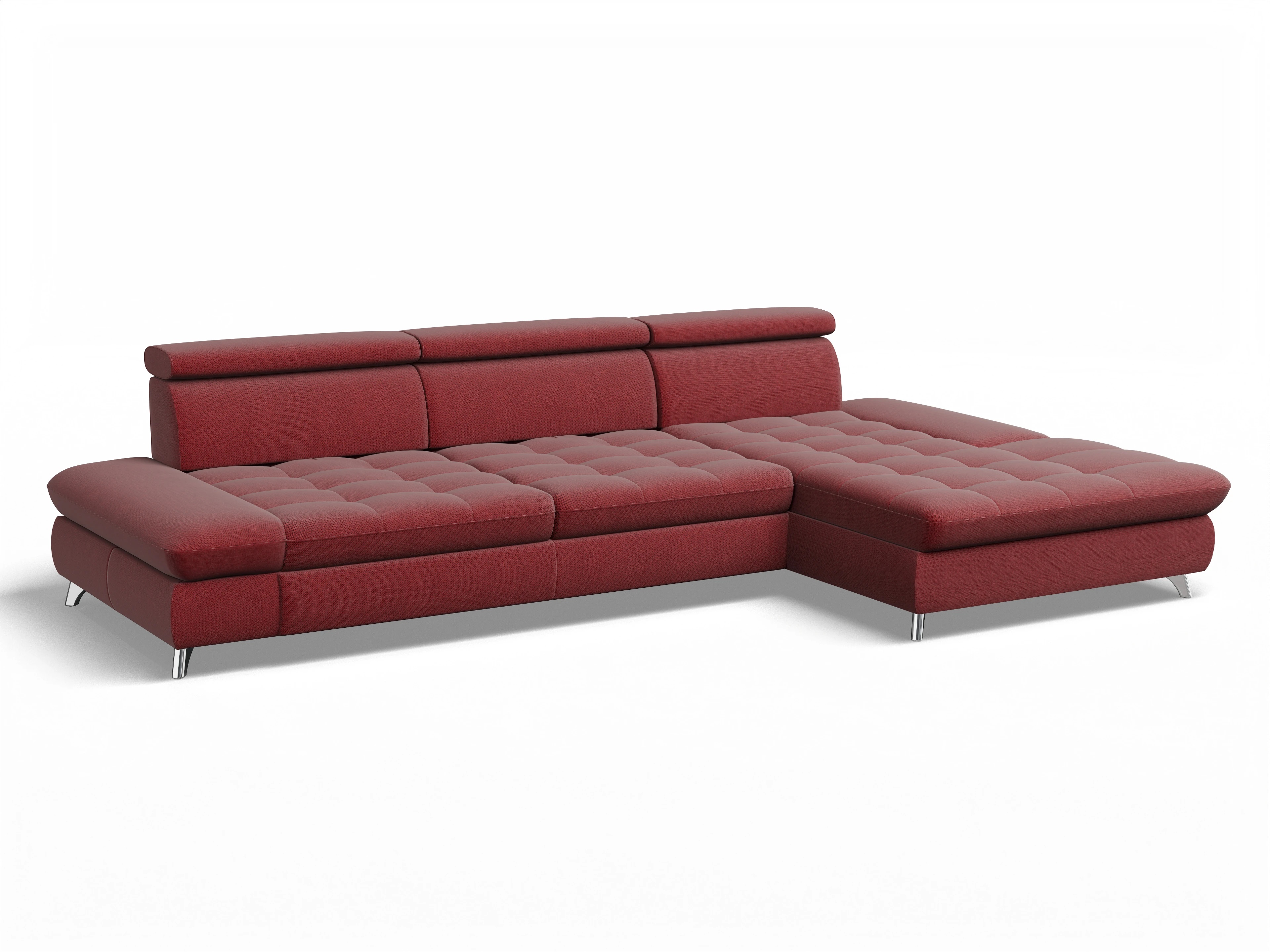 Ansicht des Produktes Memphis Stoff Ecksofa rechts Abschluss offen in Stoff Rot