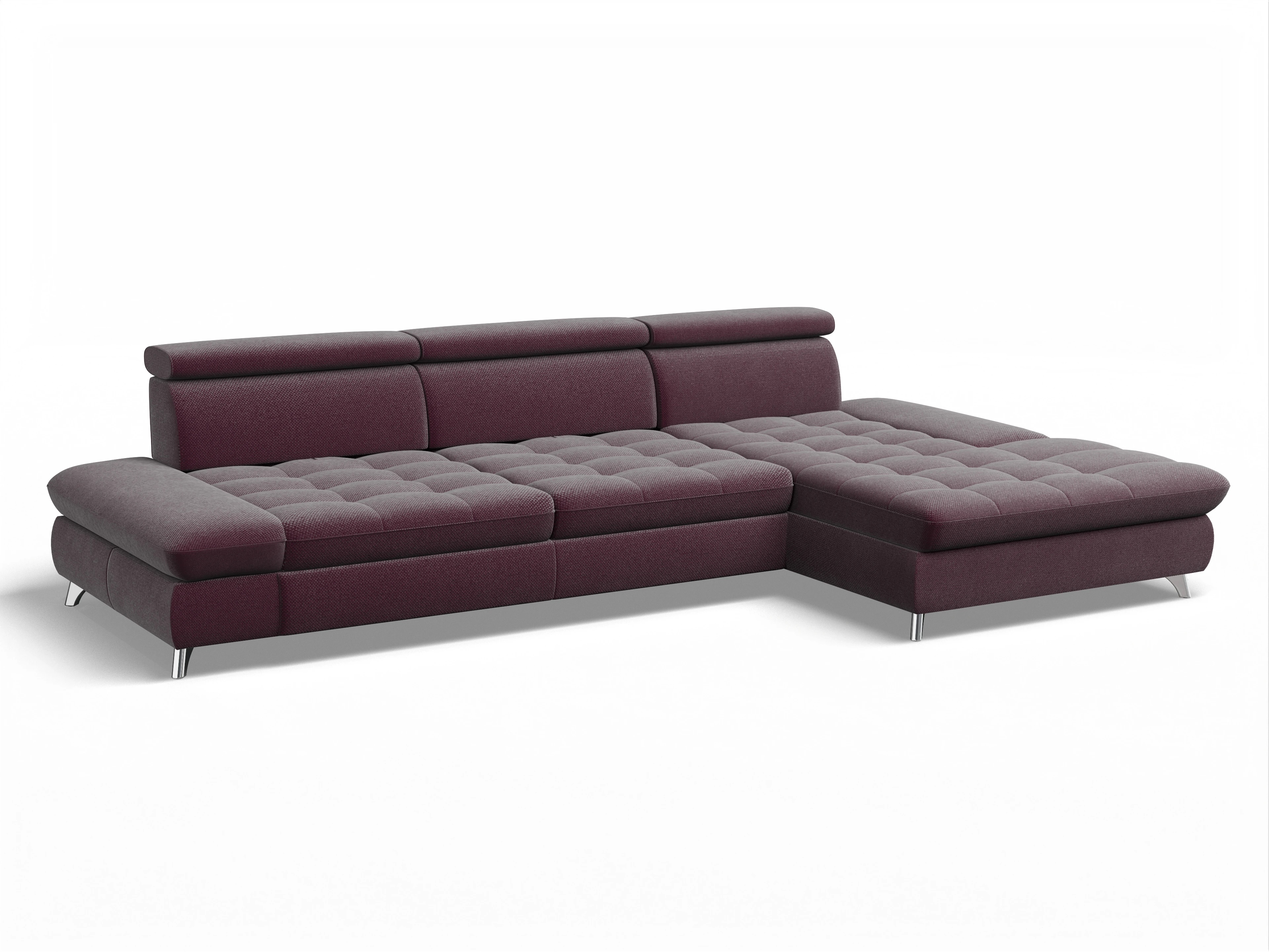 Ansicht des Produktes Memphis Stoff Ecksofa rechts Abschluss offen in Stoff Rot