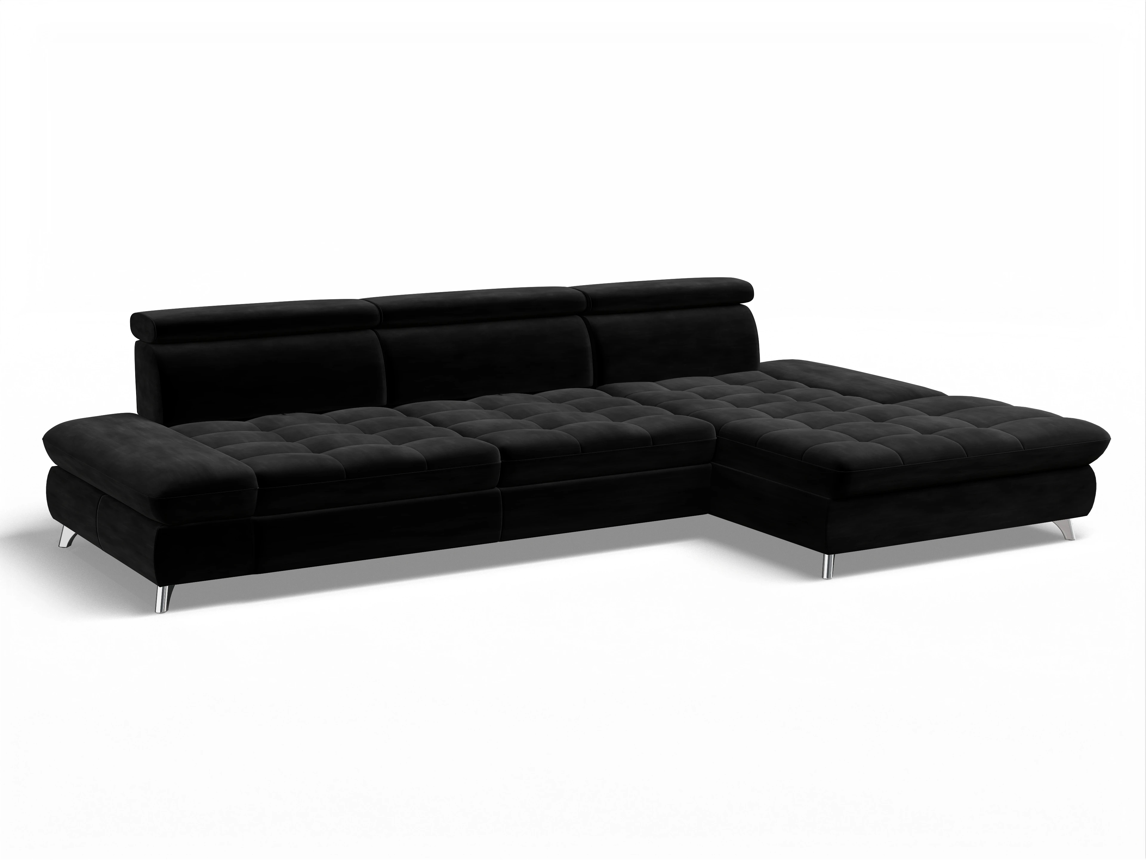 Ansicht des Produktes Memphis Stoff Ecksofa rechts Abschluss offen in Stoff Schwarz