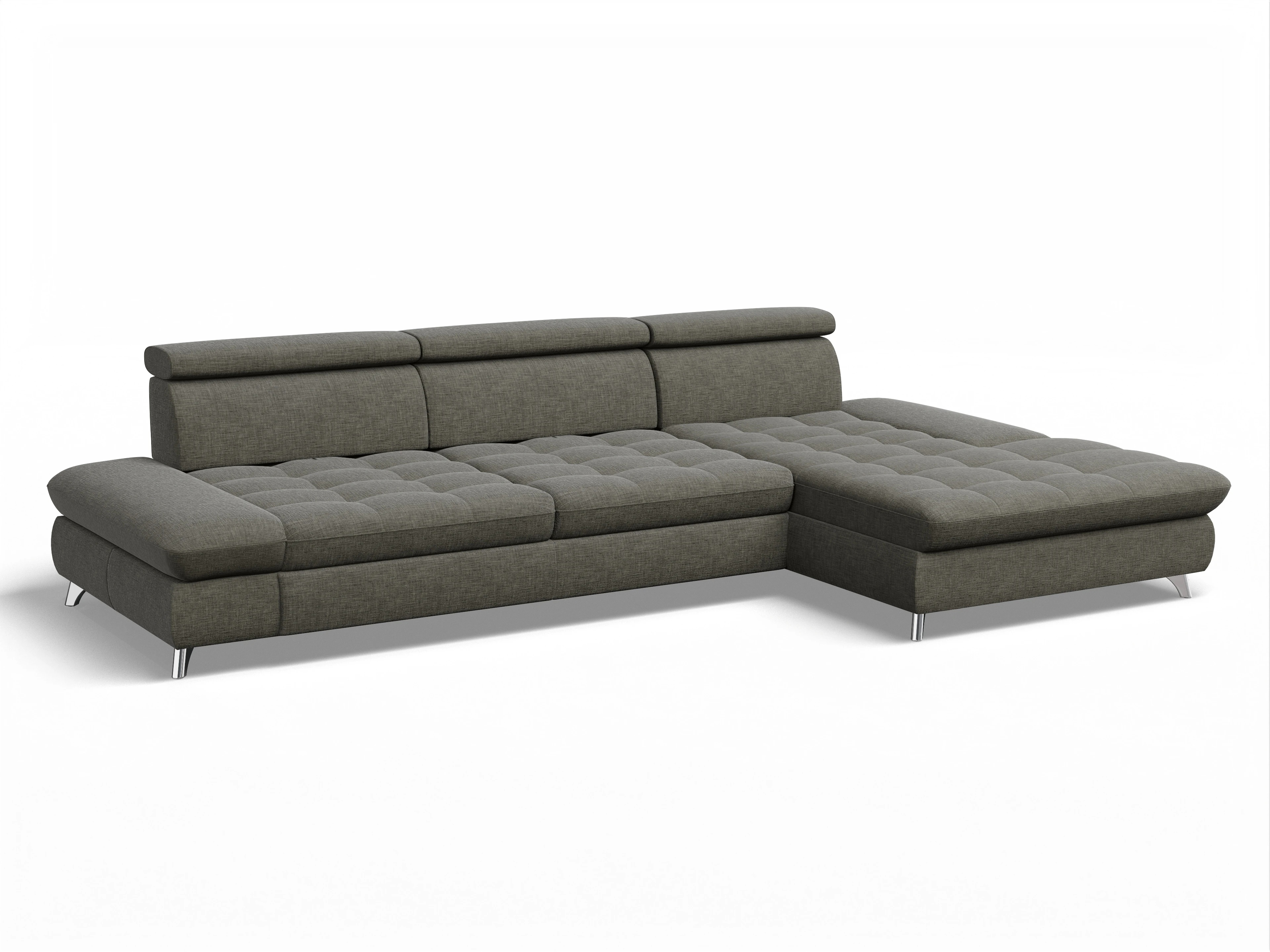 Ansicht des Produktes Memphis Stoff Ecksofa rechts Abschluss offen in Stoff Braun