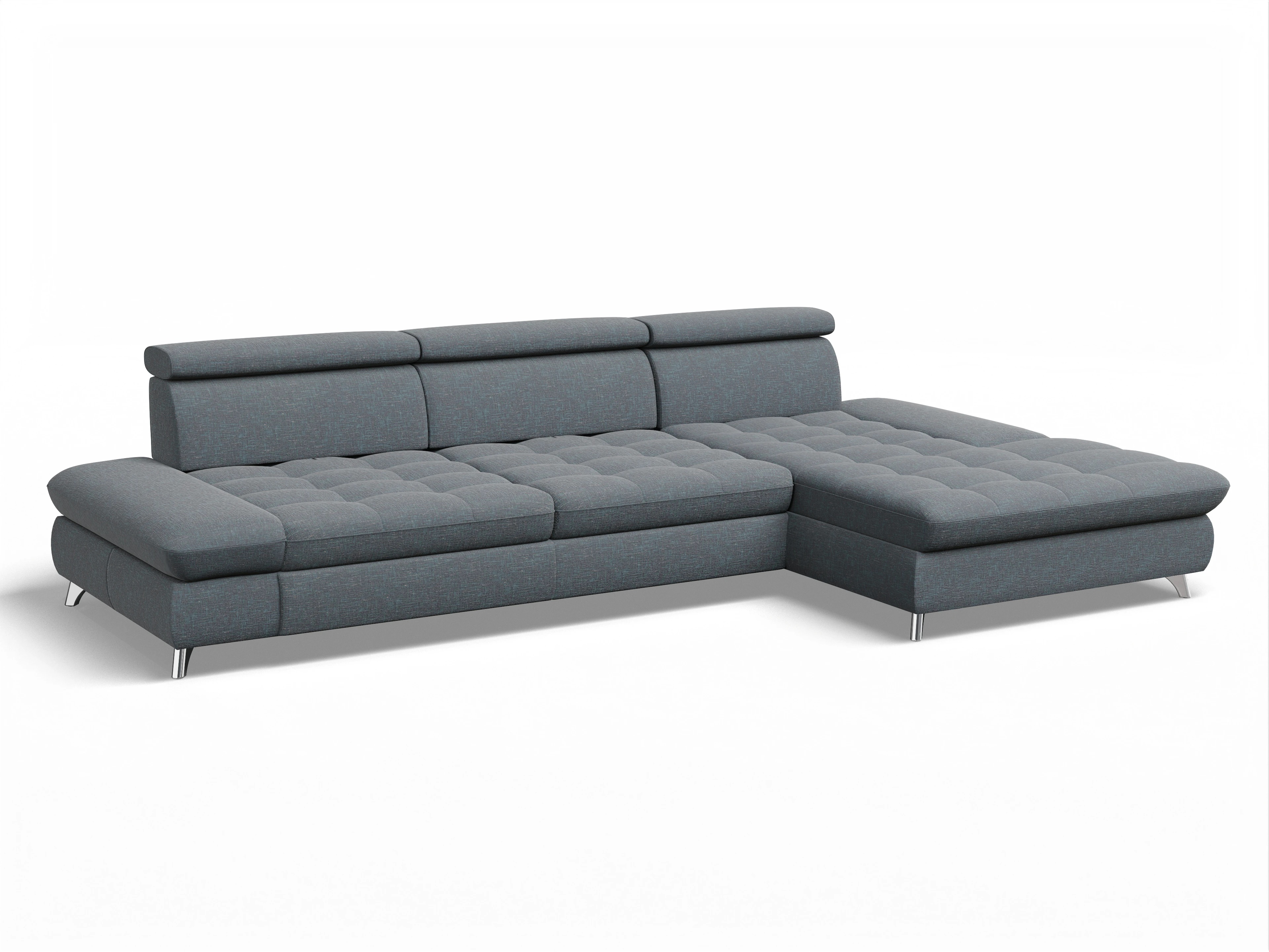 Ansicht des Produktes Memphis Stoff Ecksofa rechts Abschluss offen in Stoff Grau