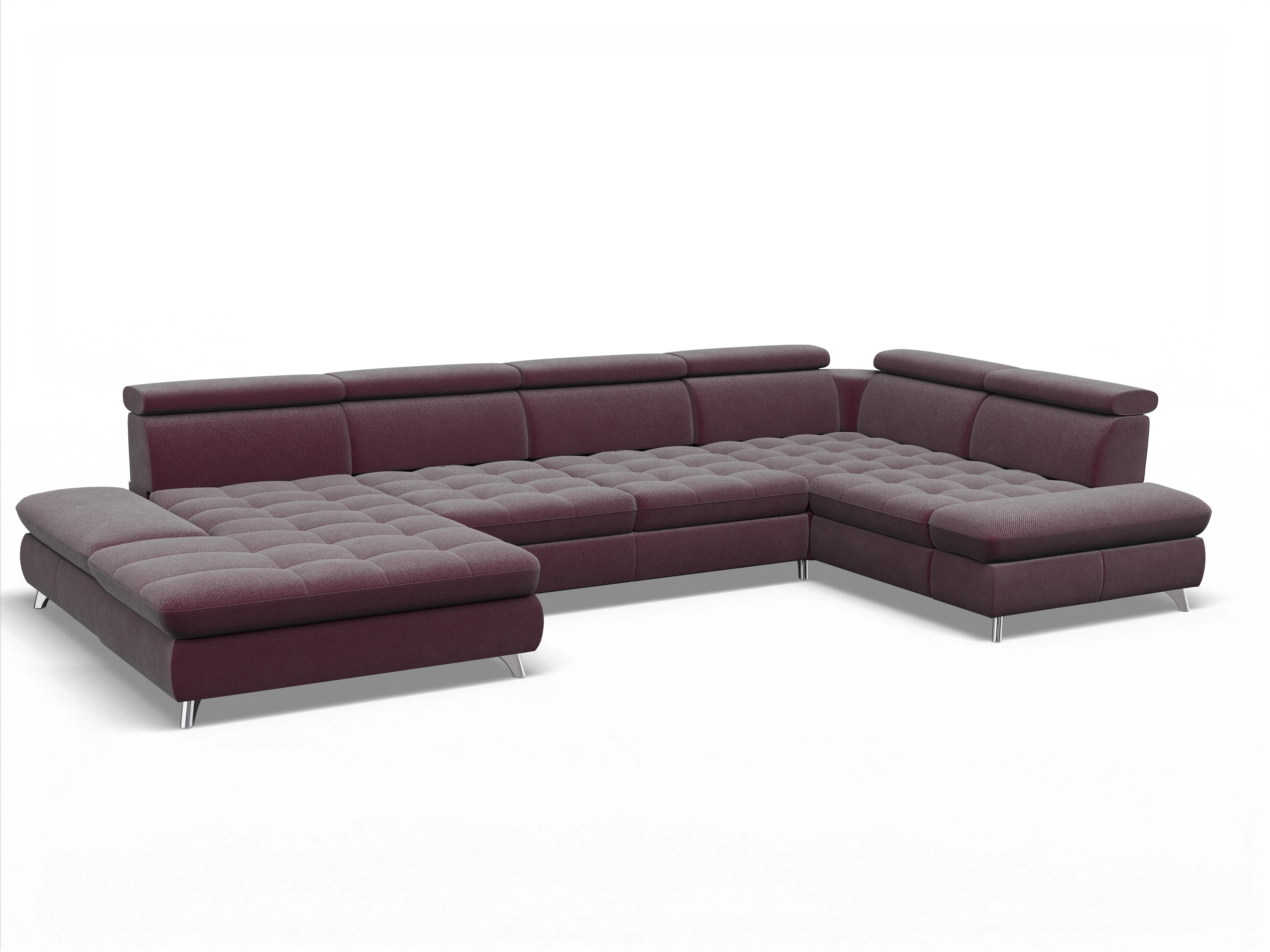 Ansicht des Produktes Memphis Stoff Wohnlandschaft Armlehne rechts Abschluss offen links in Stoff Rot