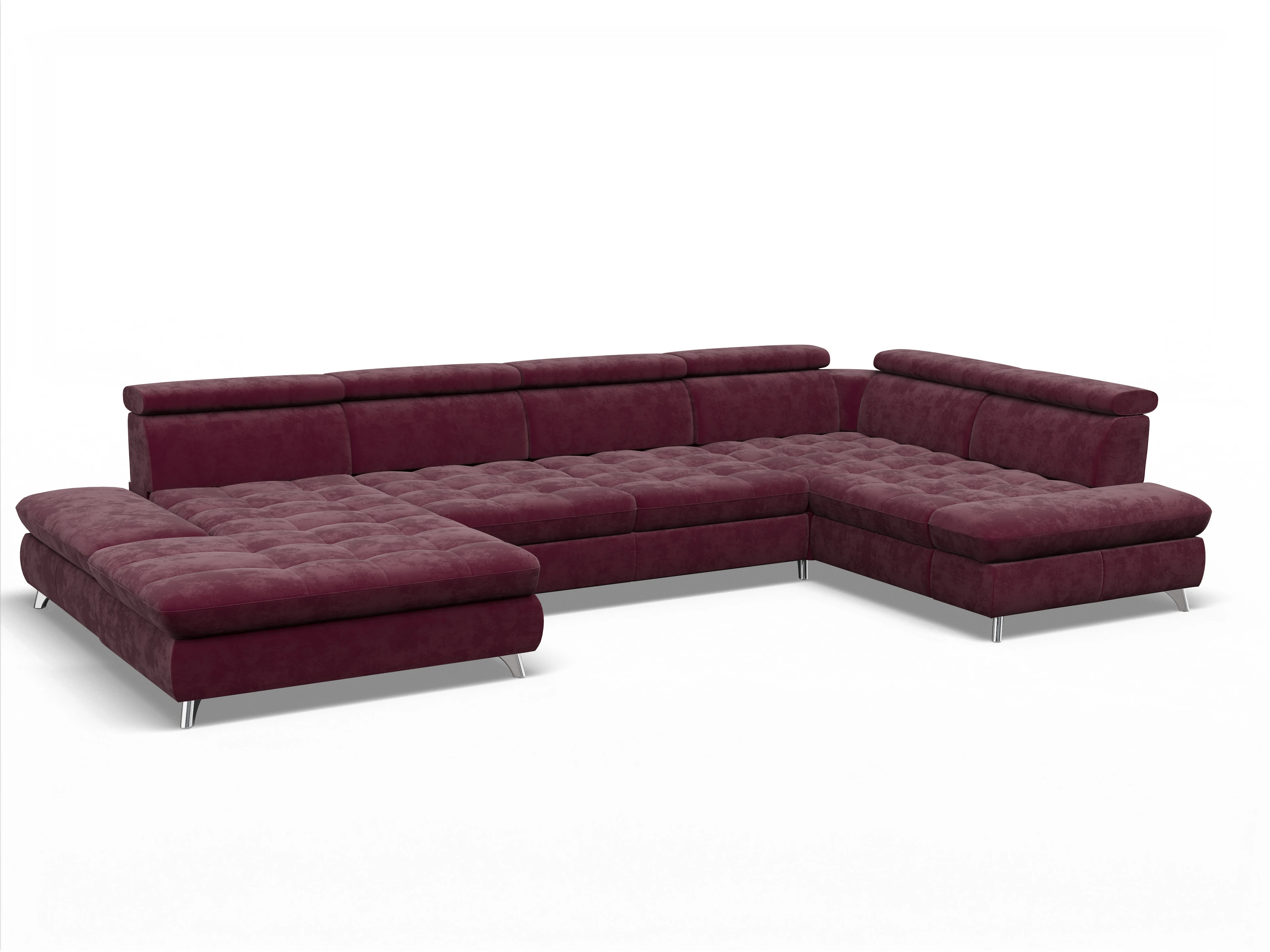 Ansicht des Produktes Memphis Stoff Wohnlandschaft Armlehne rechts Abschluss offen links in Stoff Rot