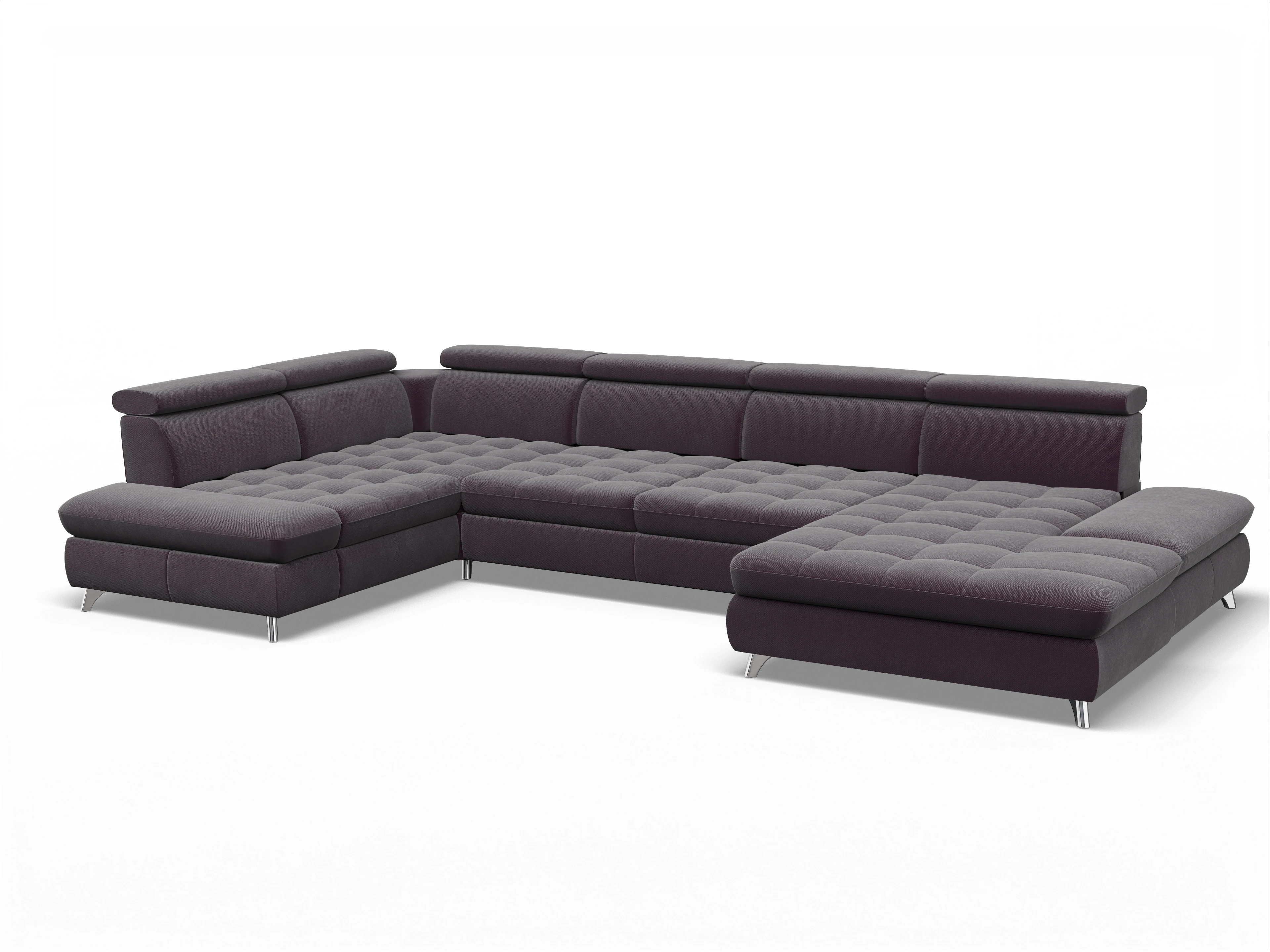 Ansicht des Produktes Memphis Stoff Wohnlandschaft Armlehne links Abschluss offen rechts in Stoff Rot