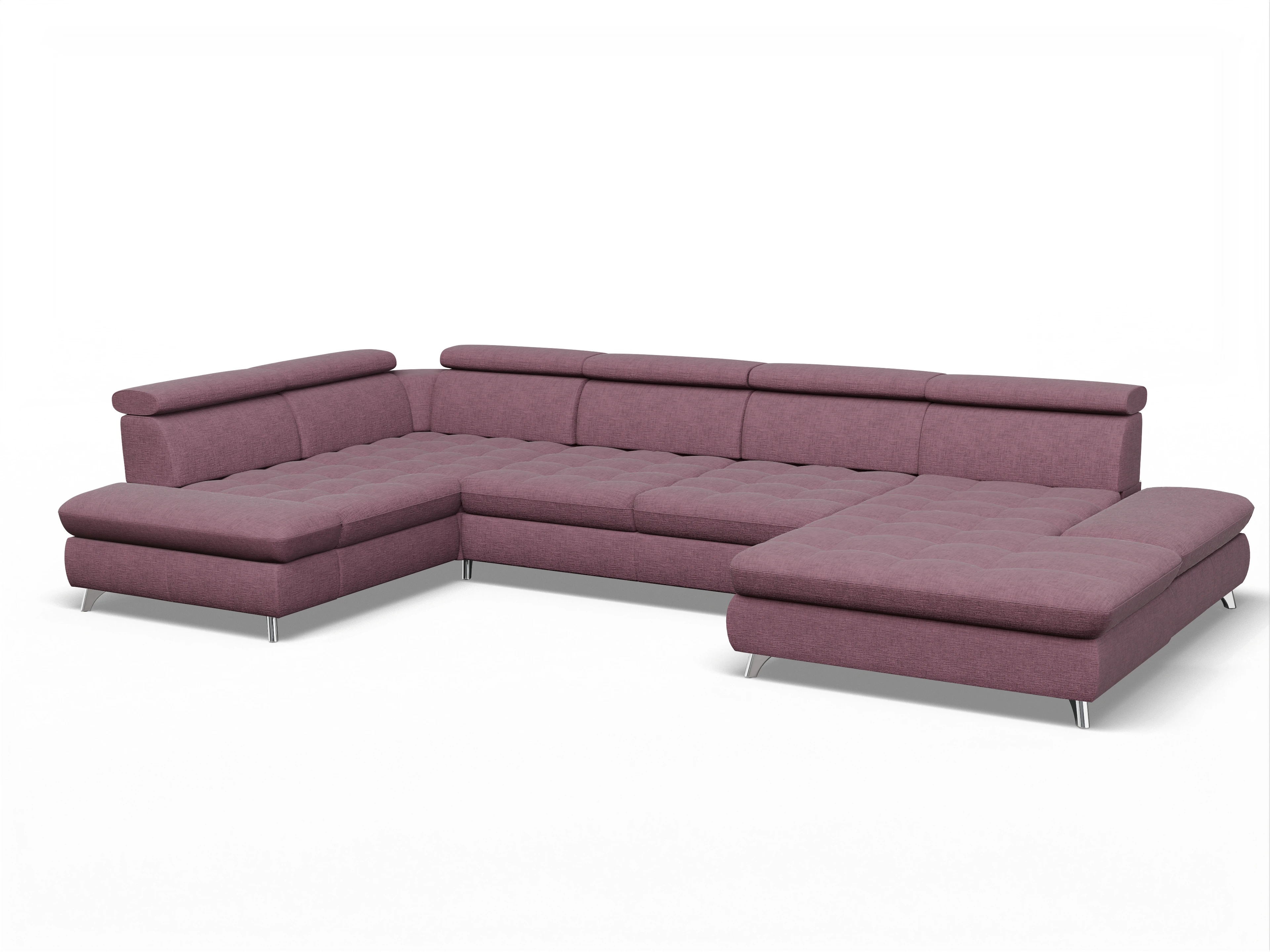 Ansicht des Produktes Memphis Stoff Wohnlandschaft Armlehne links Abschluss offen rechts in Stoff Rot