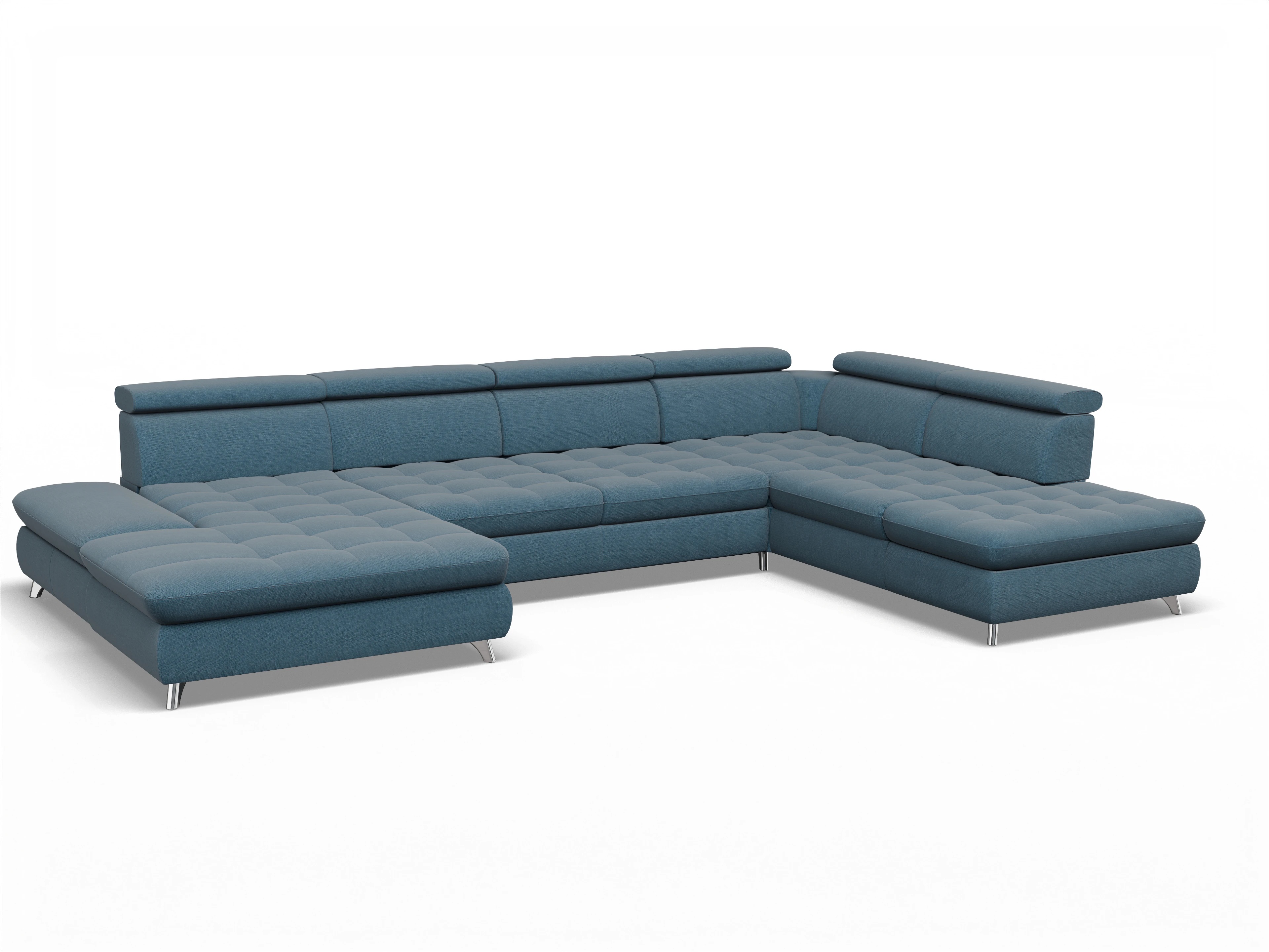 Ansicht des Produktes Memphis Stoff Wohnlandschaft offen beidseitig in Stoff Blau