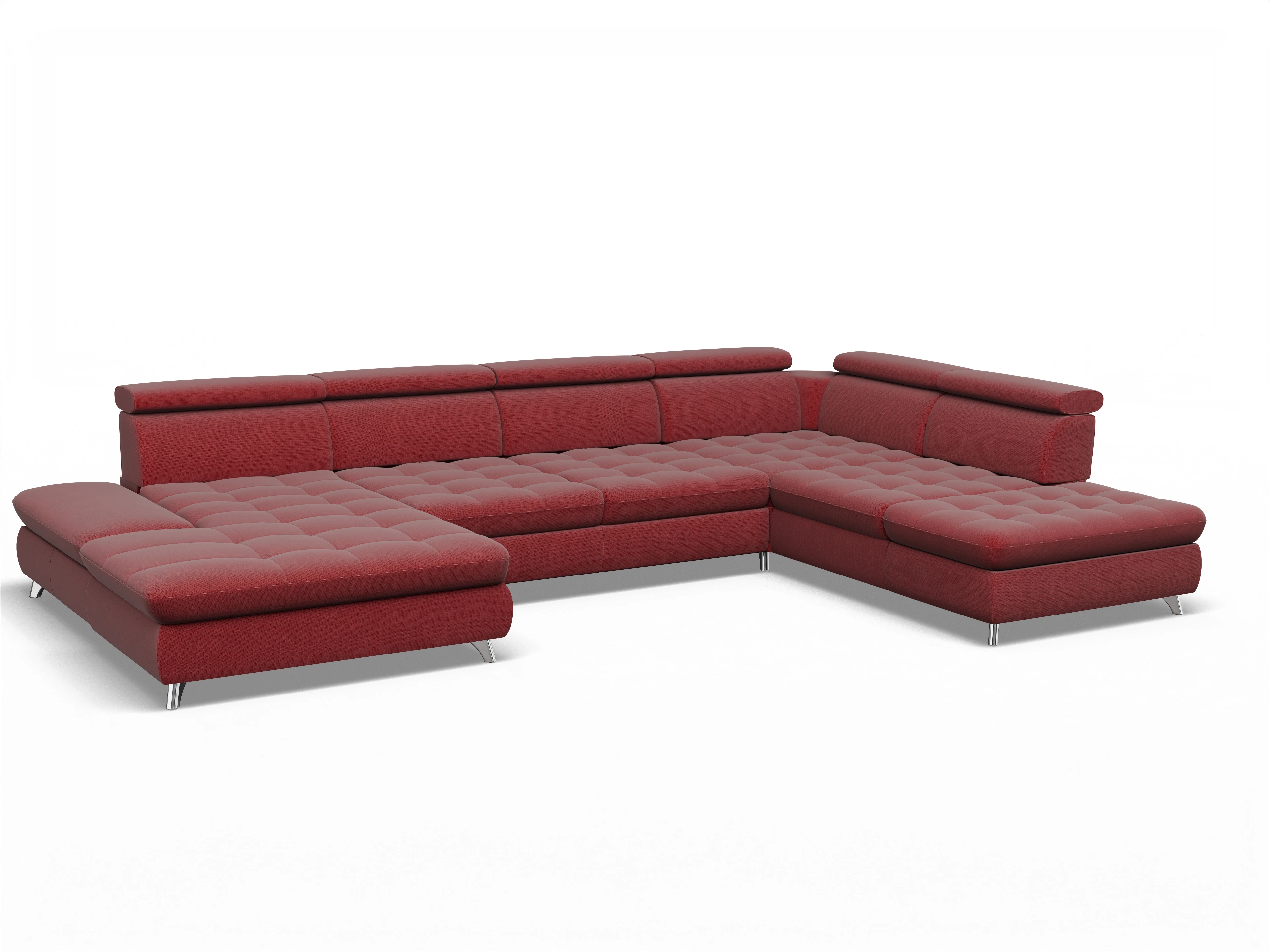 Ansicht des Produktes Memphis Stoff Wohnlandschaft offen beidseitig in Stoff Rot