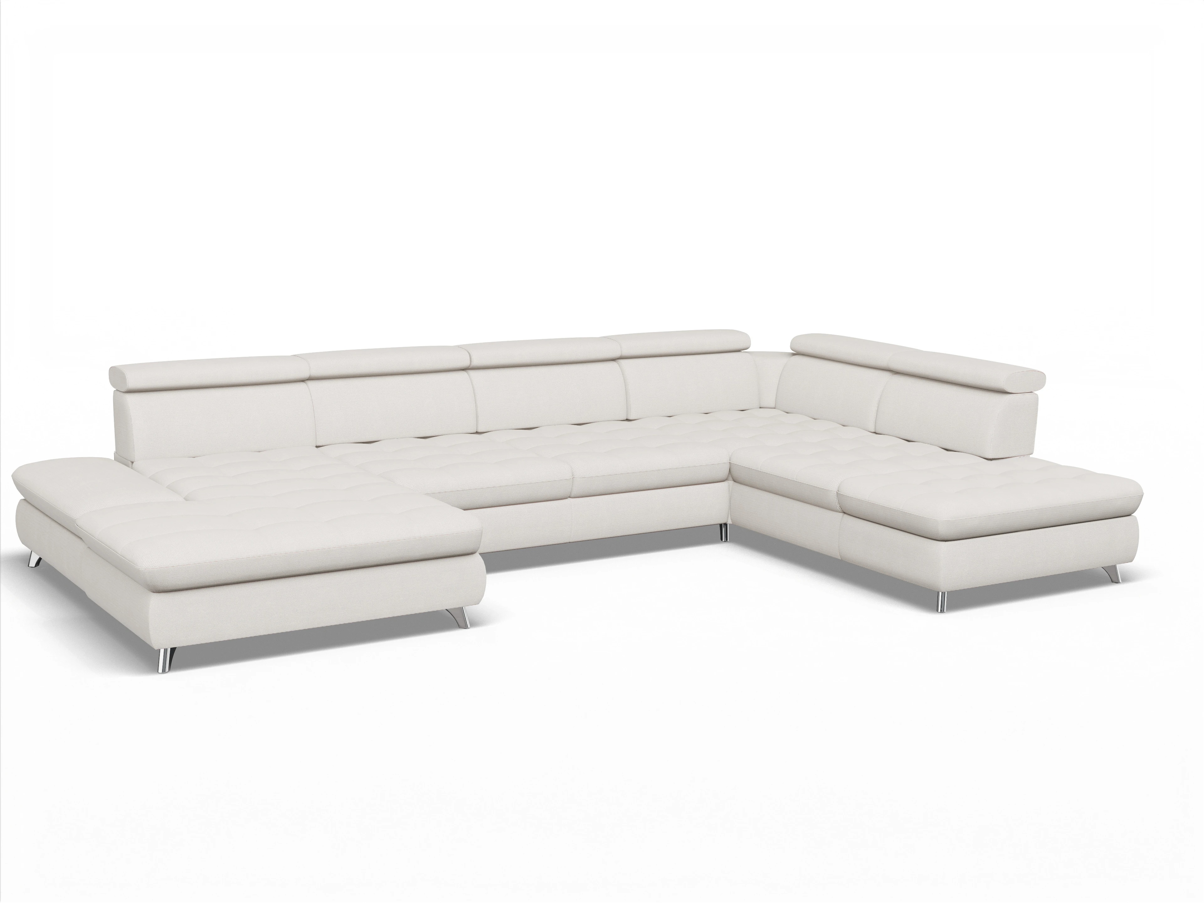 Ansicht des Produktes Memphis Stoff Wohnlandschaft offen beidseitig in Stoff Beige