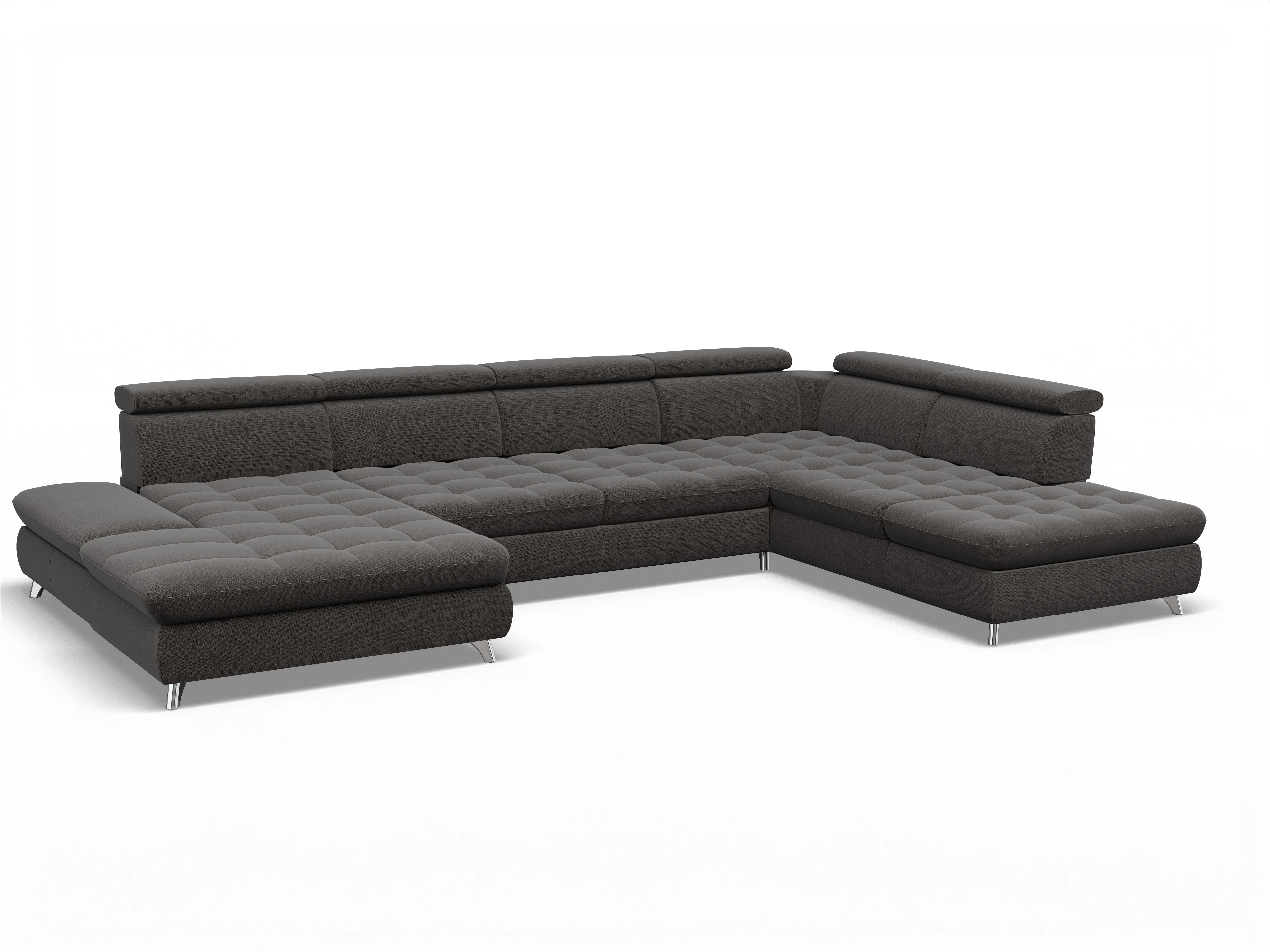 Ansicht des Produktes Memphis Stoff Wohnlandschaft offen beidseitig in Stoff Grau