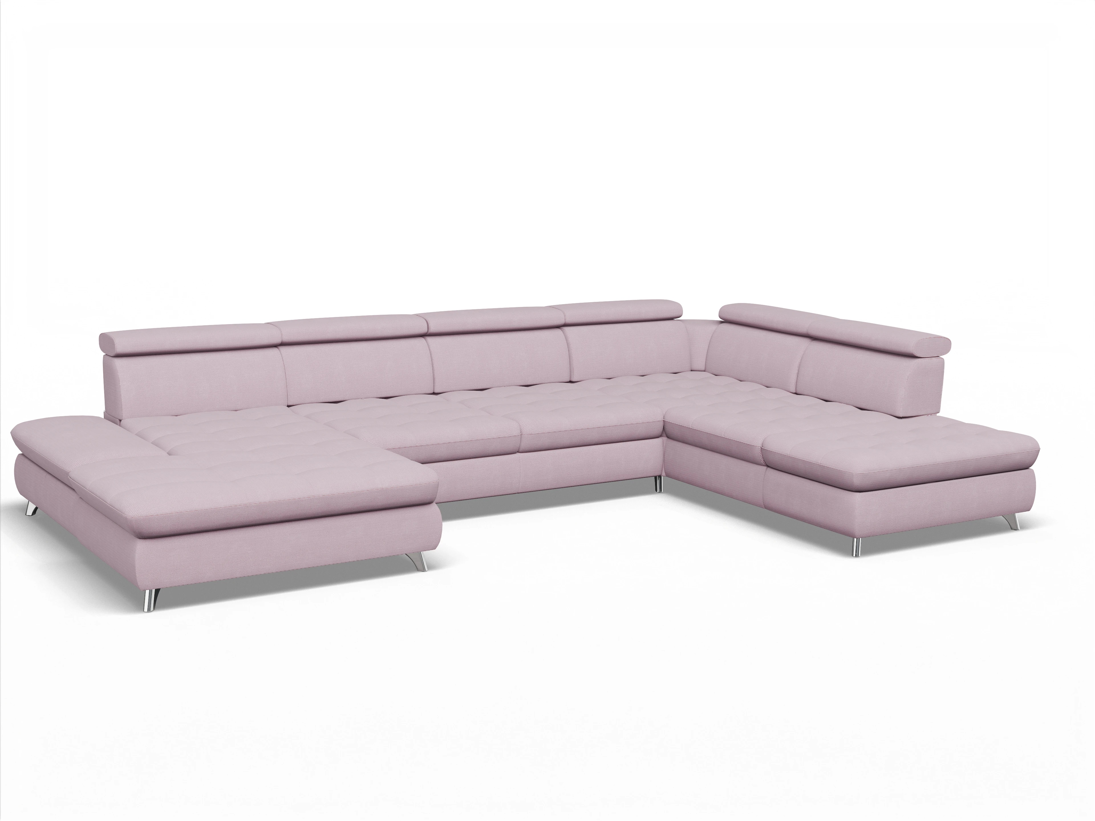 Ansicht des Produktes Memphis Stoff Wohnlandschaft offen beidseitig in Stoff Rosa